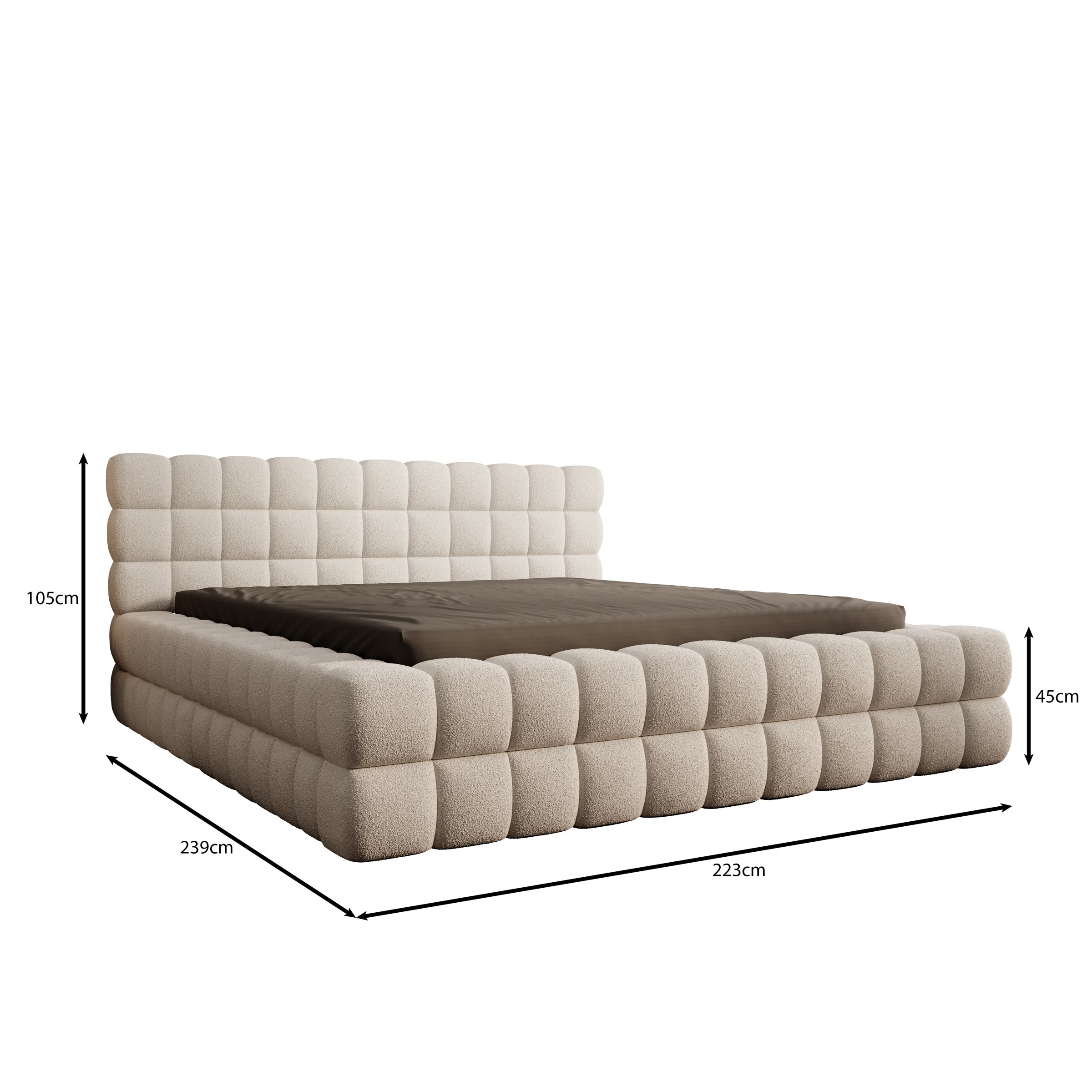 Valona - Tweepersoonsbed - Teddystof beige - 180x200 cm
