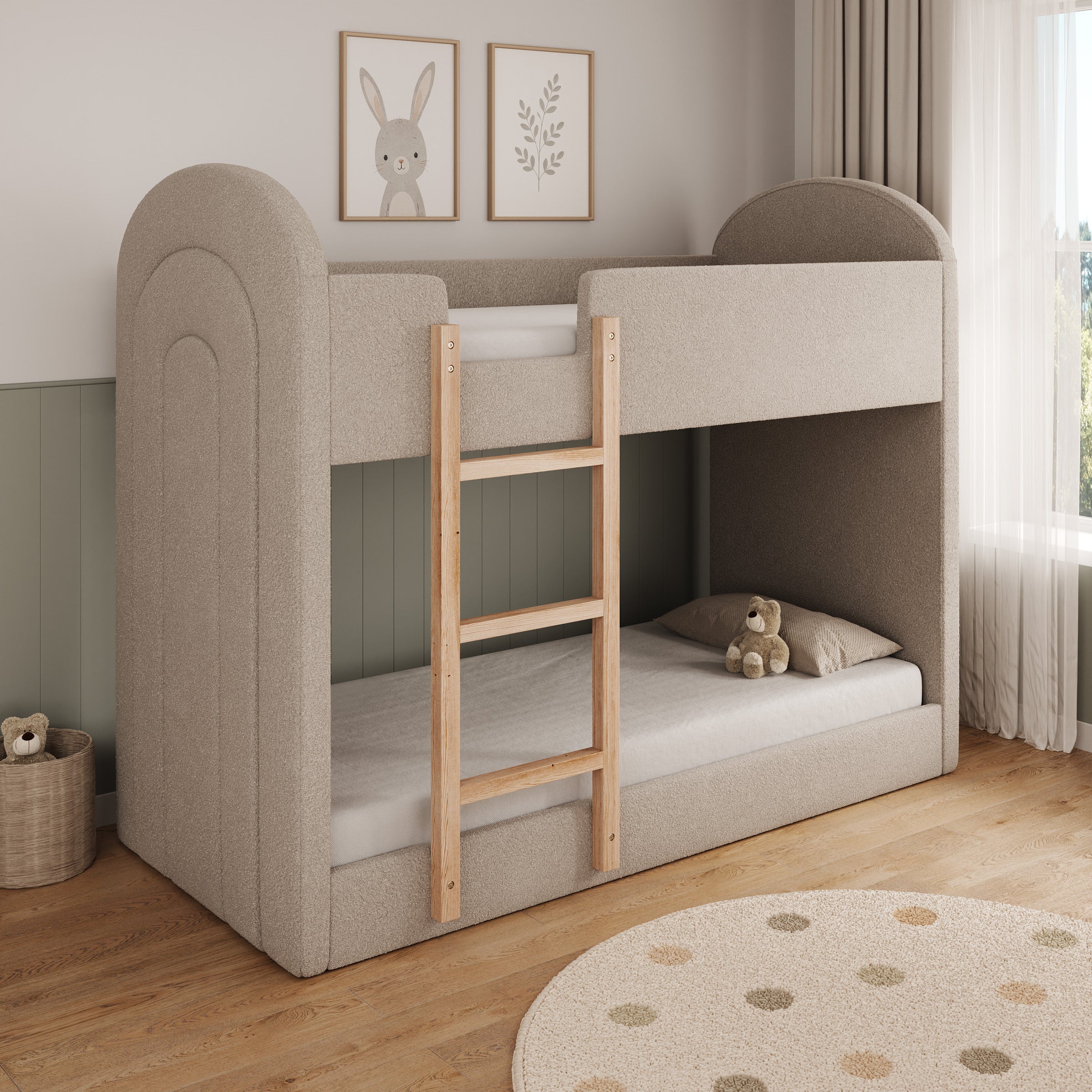 Vanta - Stapelbed - Teddystof beige - 90x200 cm