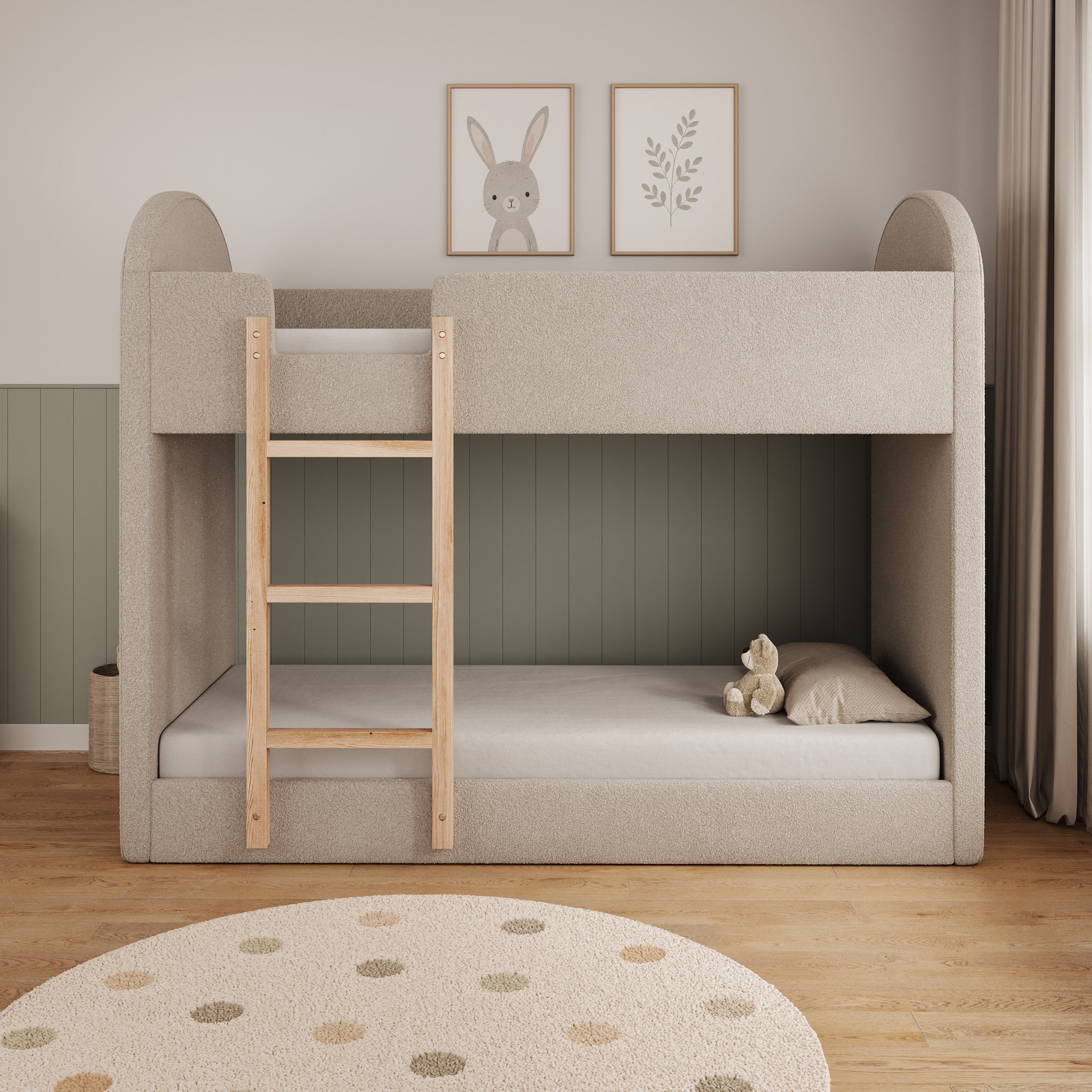 Vanta - Stapelbed - Teddystof beige - 90x200 cm