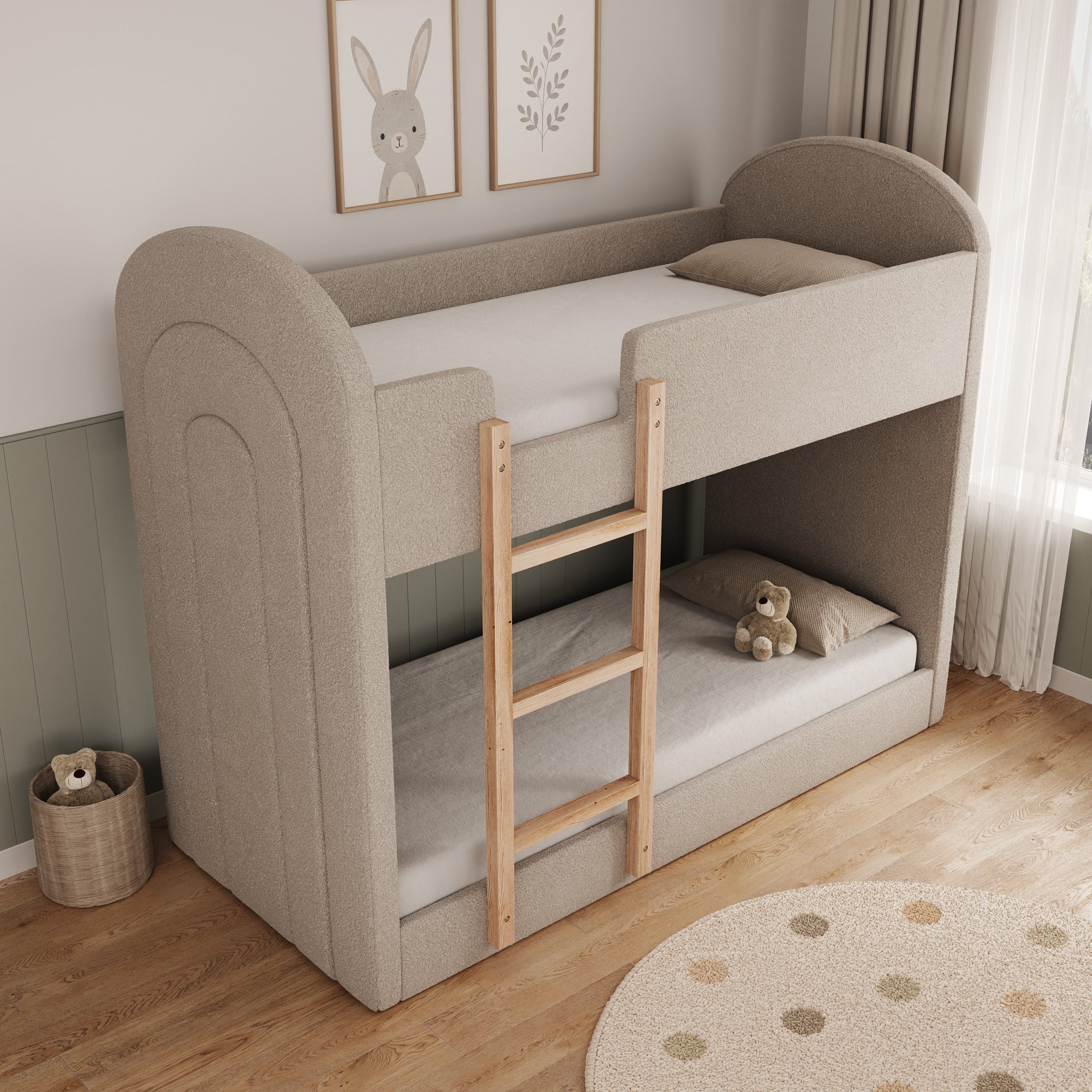 Vanta - Stapelbed - Teddystof beige - 90x200 cm