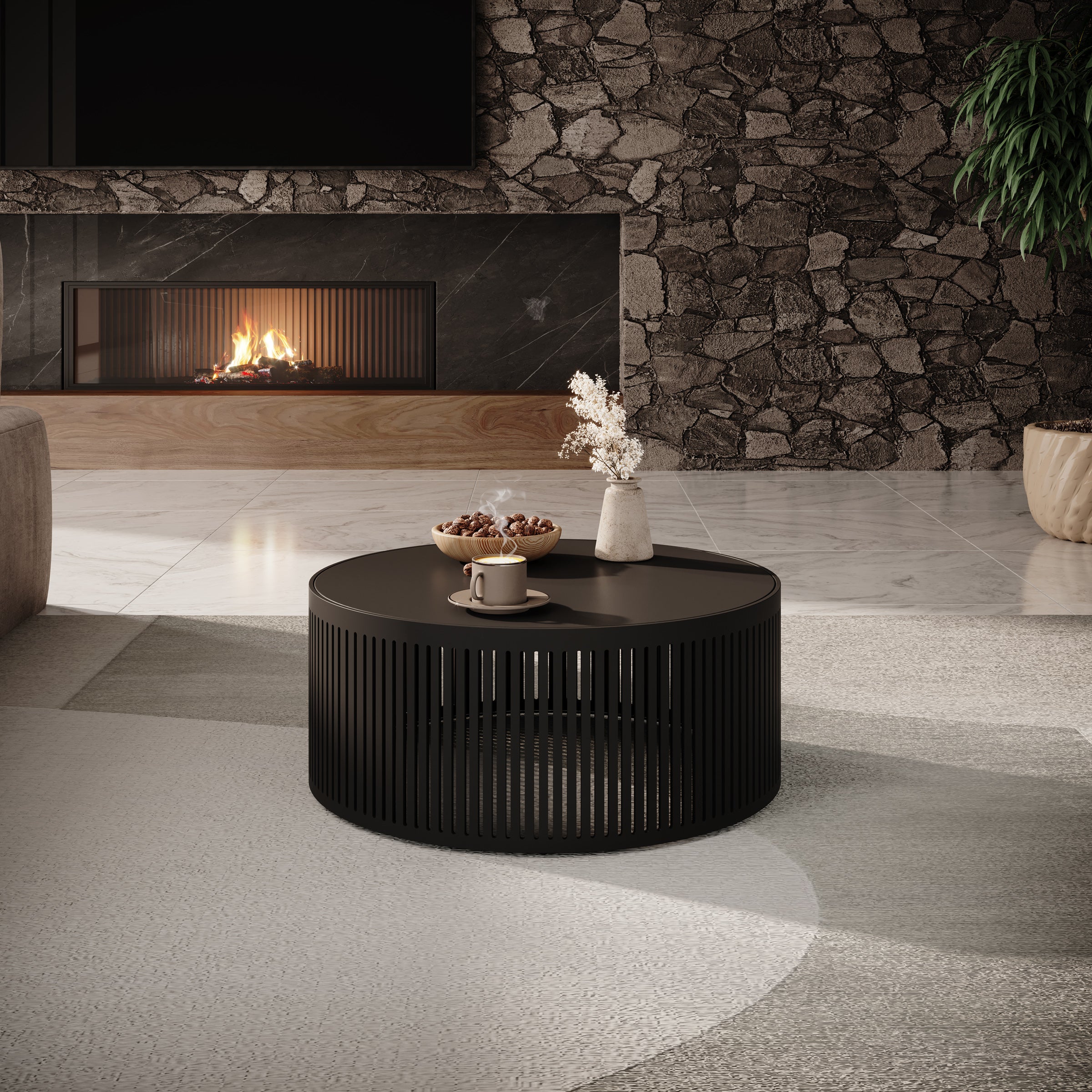 Vanya - Salontafel - Zwart - 59x59x25 cm