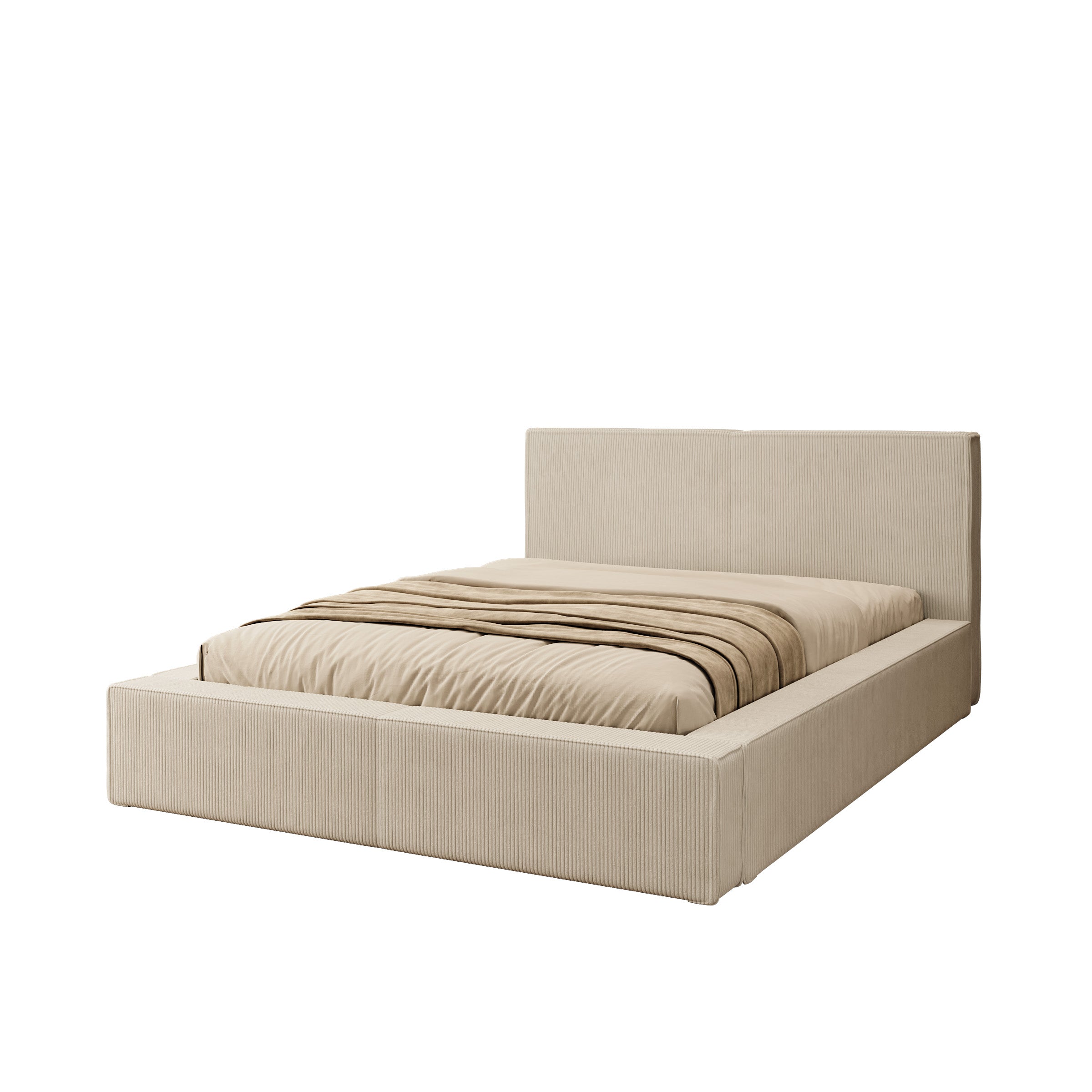 Vara - Tweepersoonsbed - Ribstof beige - 140x200 cm