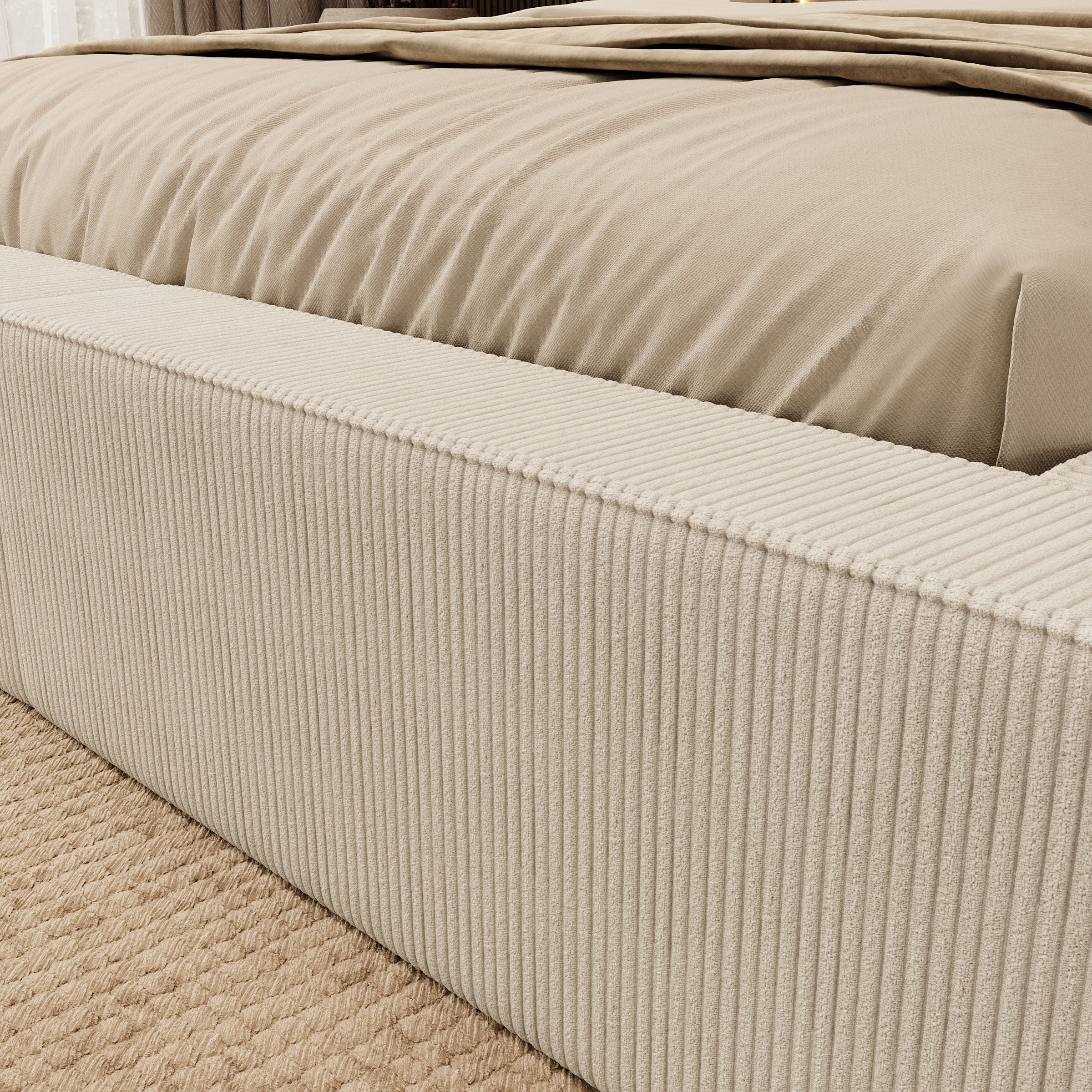 Vara - Tweepersoonsbed - Ribstof beige - 140x200 cm