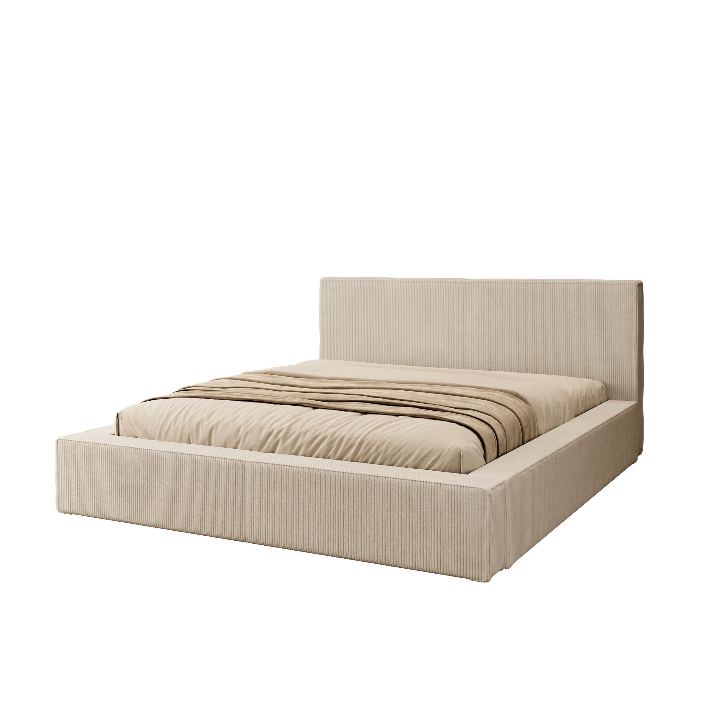Vara - Tweepersoonsbed - Ribstof beige - 160x200 cm