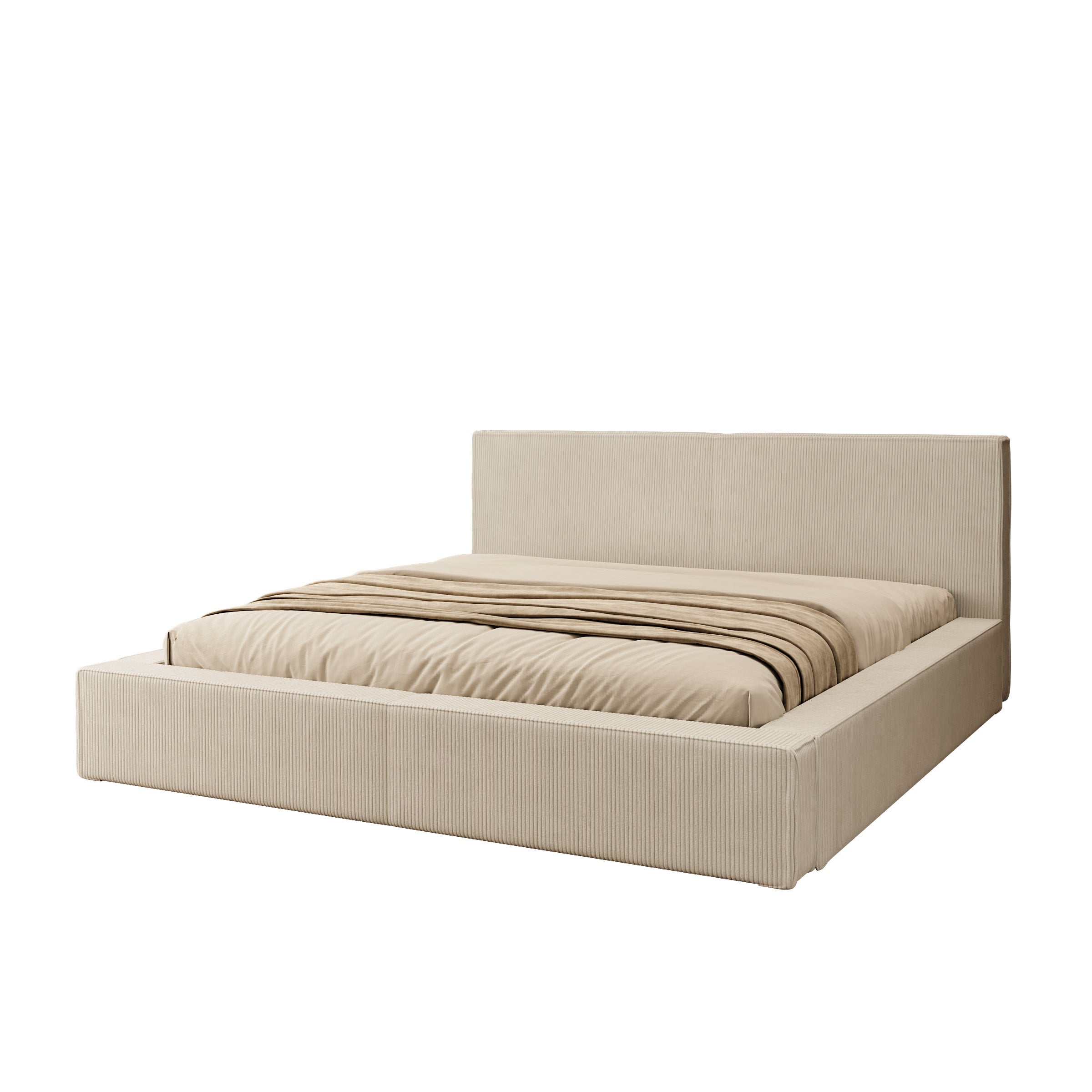 Vara - Tweepersoonsbed - Ribstof beige - 180x200 cm