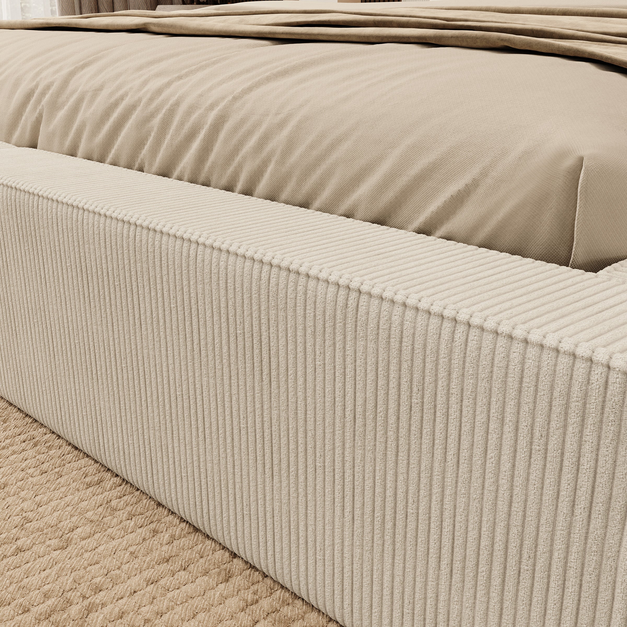Vara - Tweepersoonsbed - Ribstof beige - 180x200 cm