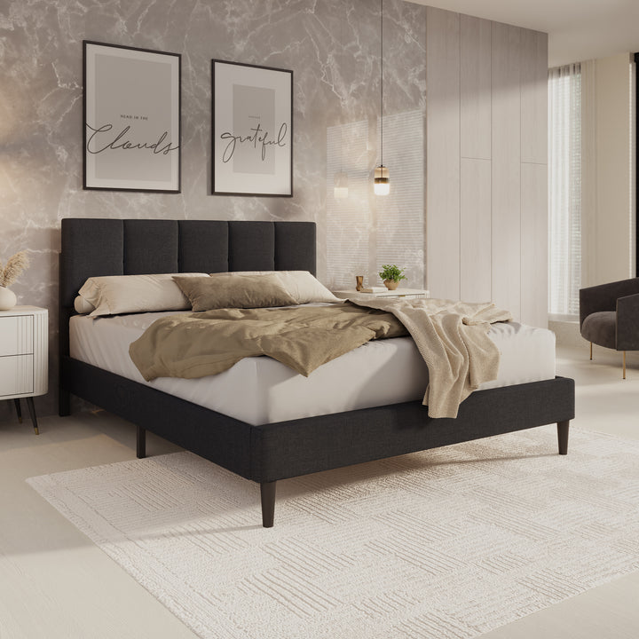 Varell - Tweepersoonsbed - Stof zwart - 160x200 cm