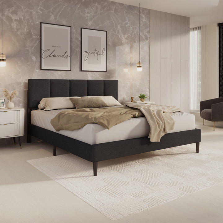 Varell - Tweepersoonsbed - Stof zwart - 180x200 cm