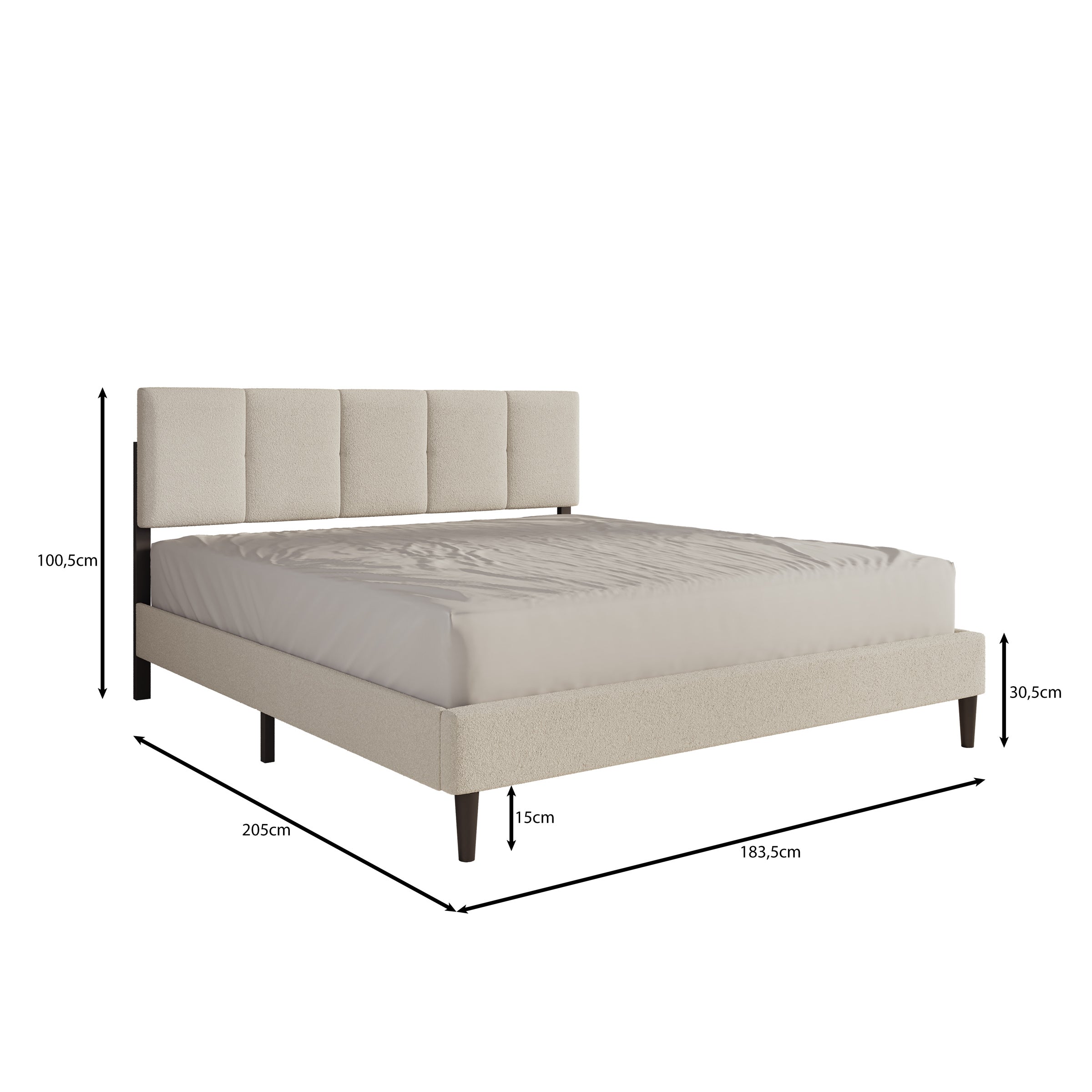 Varell - Tweepersoonsbed - Stof zwart - 180x200 cm