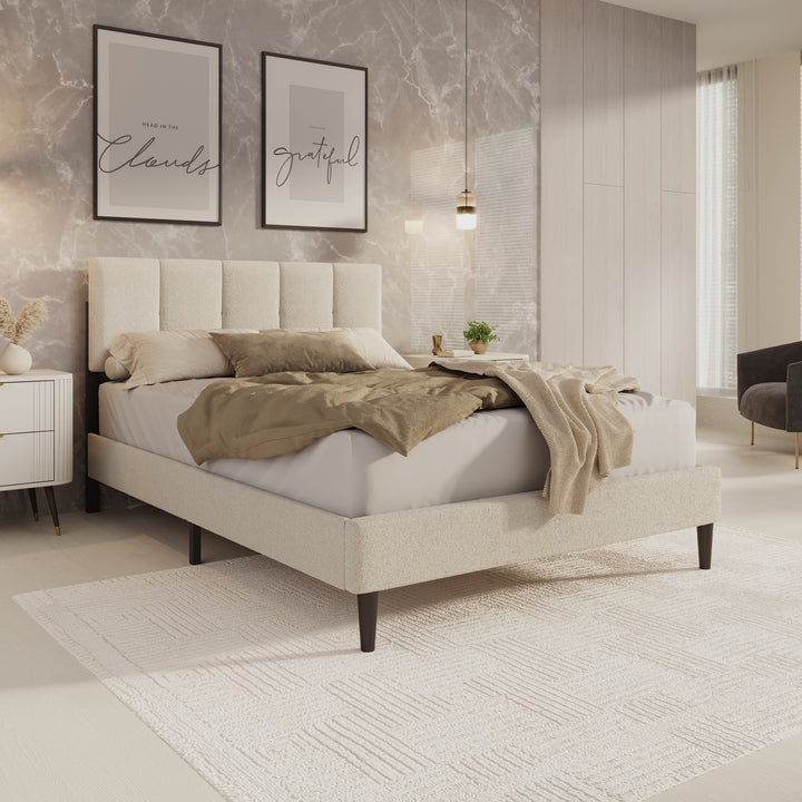 Varell - Tweepersoonsbed - Teddystof beige - 140x200 cm