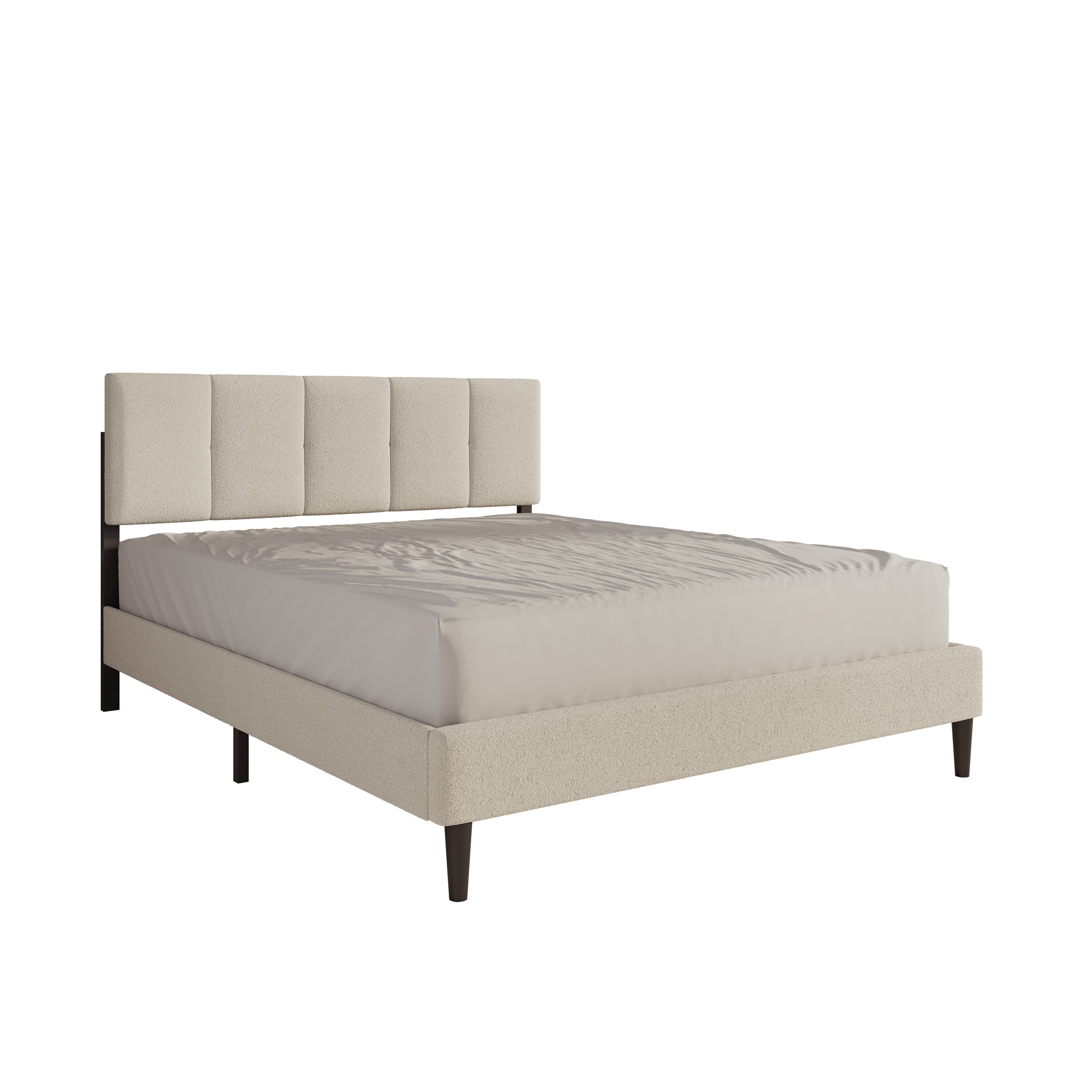 Varell - Tweepersoonsbed - Teddystof beige - 160x200 cm