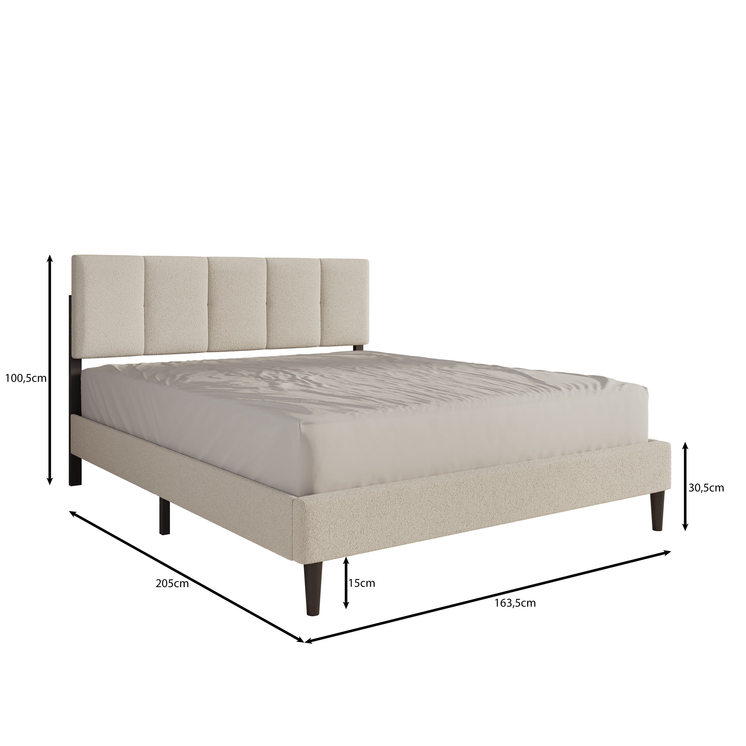 Varell - Tweepersoonsbed - Teddystof beige - 160x200 cm