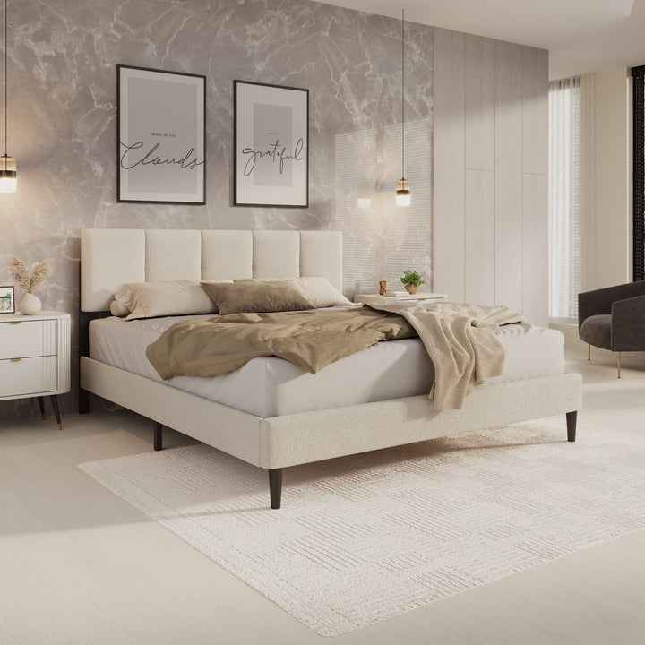 Varell - Tweepersoonsbed - Teddystof beige - 180x200 cm
