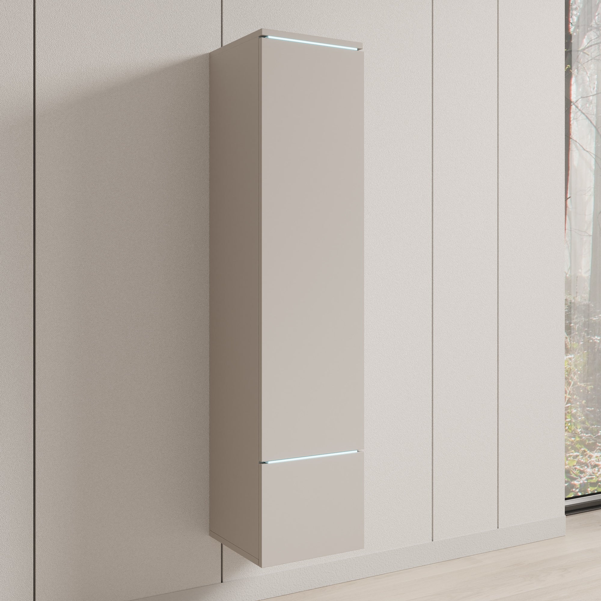 Variety - Vitrinekast met LED - Beige - 30x33x130 cm