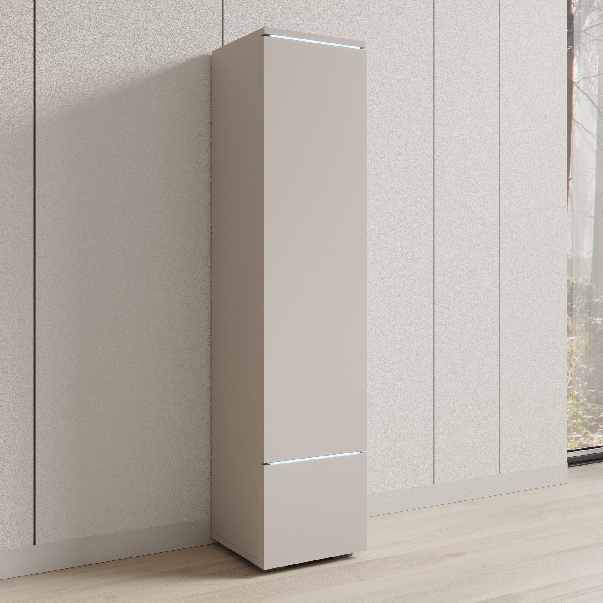 Variety - Vitrinekast met LED - Beige - 30x33x130 cm