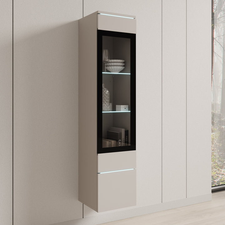 Variety - Vitrinekast met LED - Beige - 30x33x130 cm