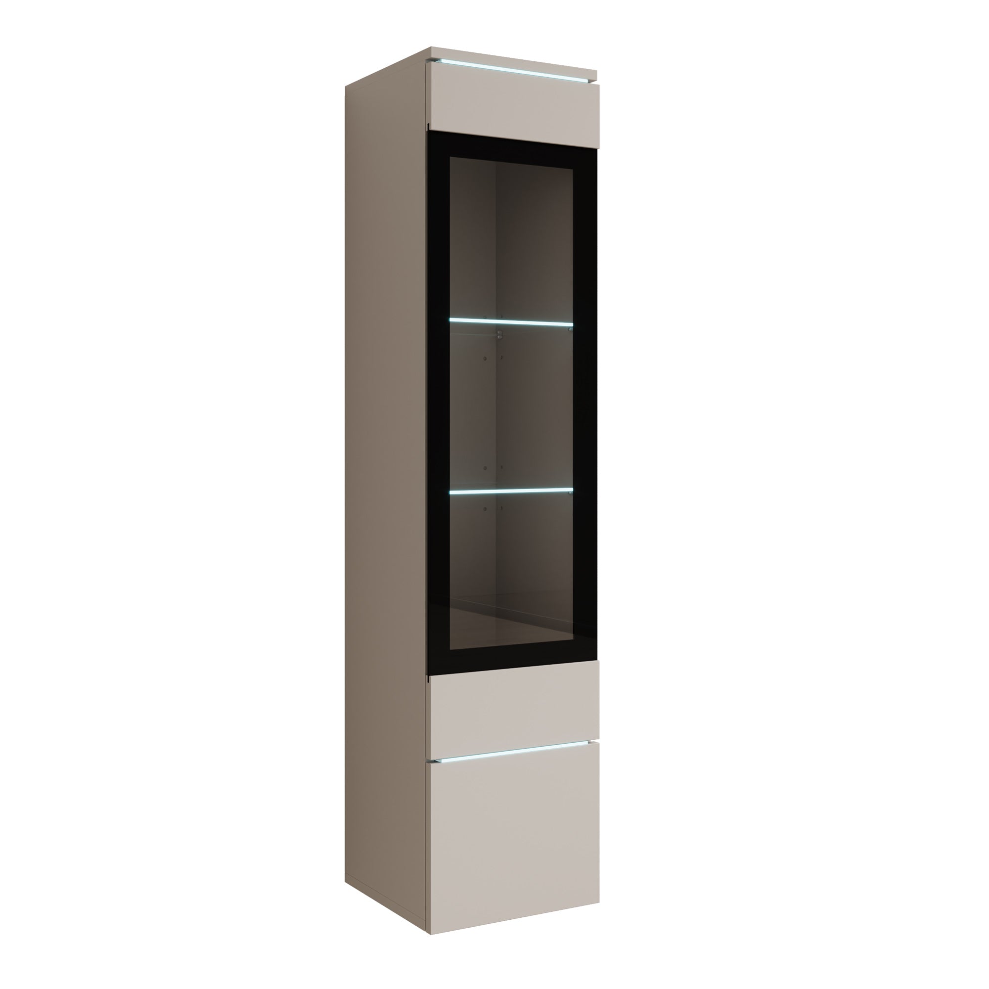 Variety - Vitrinekast met LED - Beige - 30x33x130 cm