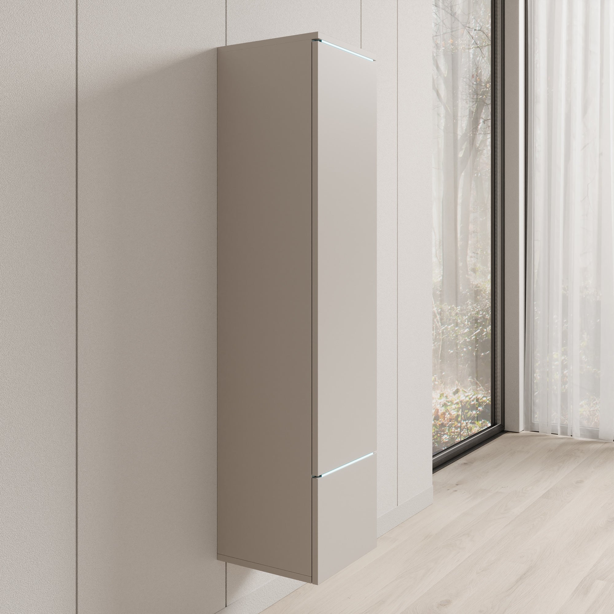 Variety - Vitrinekast met LED - Beige - 30x33x130 cm