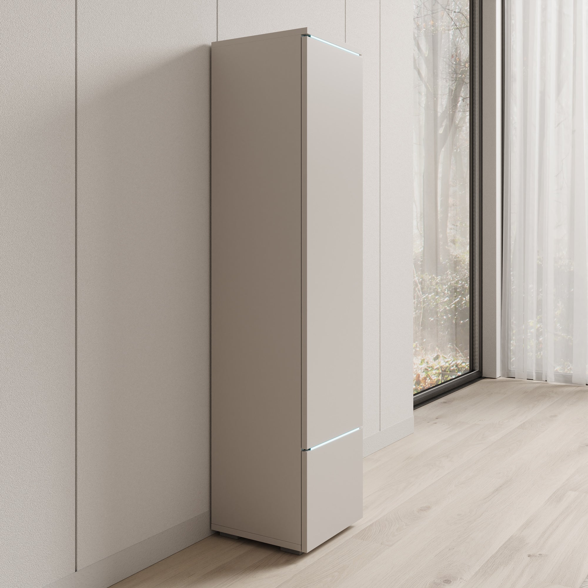 Variety - Vitrinekast met LED - Beige - 30x33x130 cm
