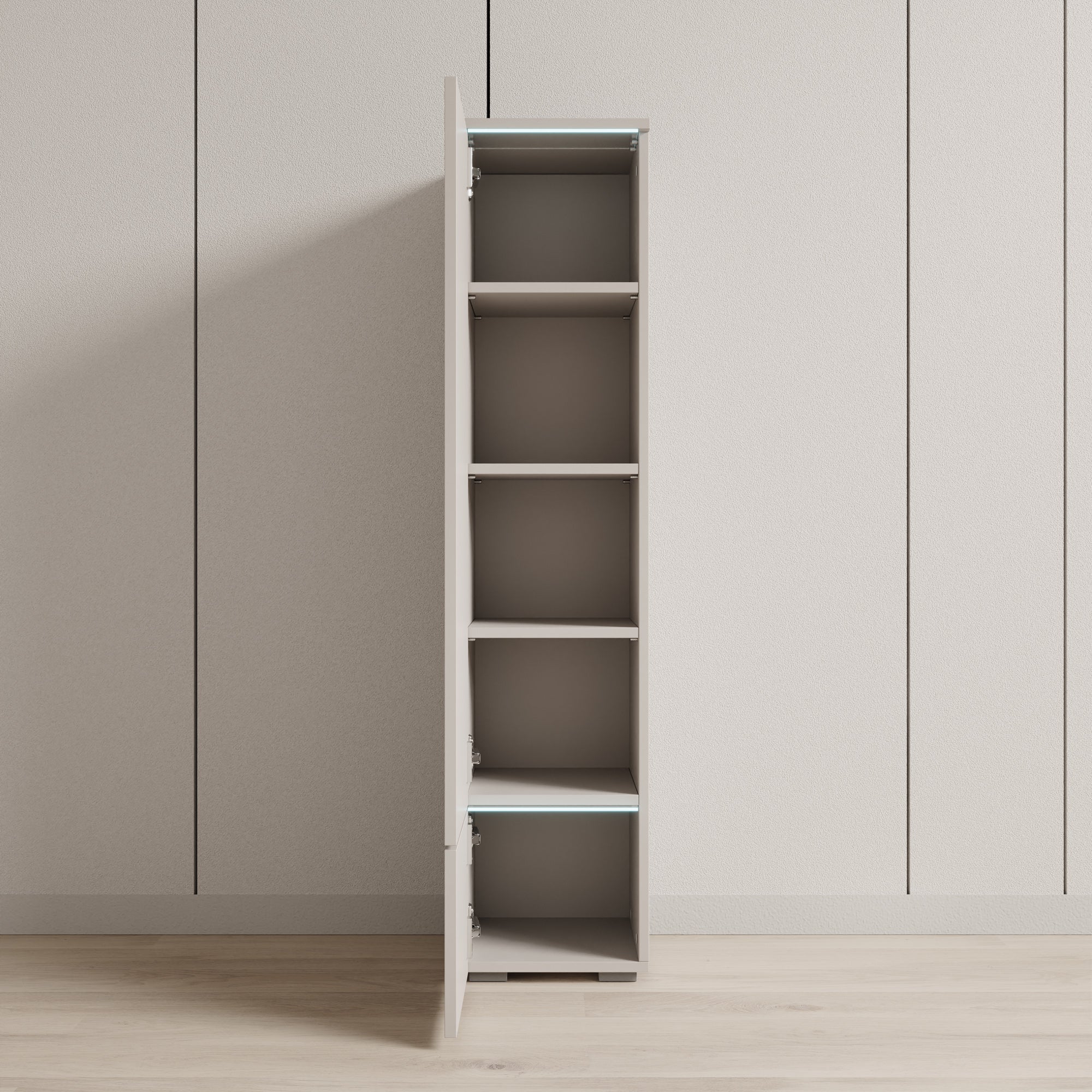 Variety - Vitrinekast met LED - Beige - 30x33x130 cm