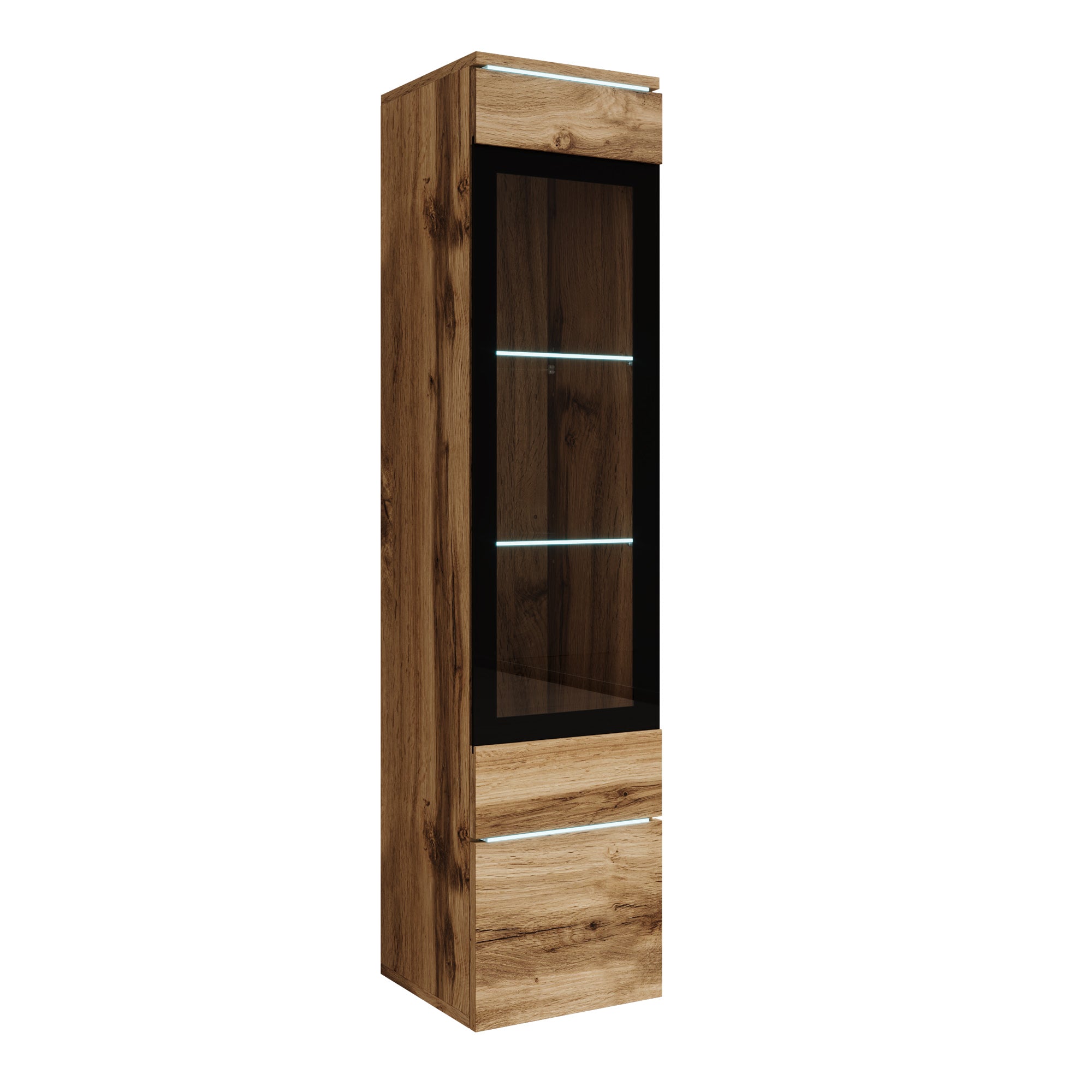 Variety - Vitrinekast met LED - Eikenpatroon - 30x33x130 cm