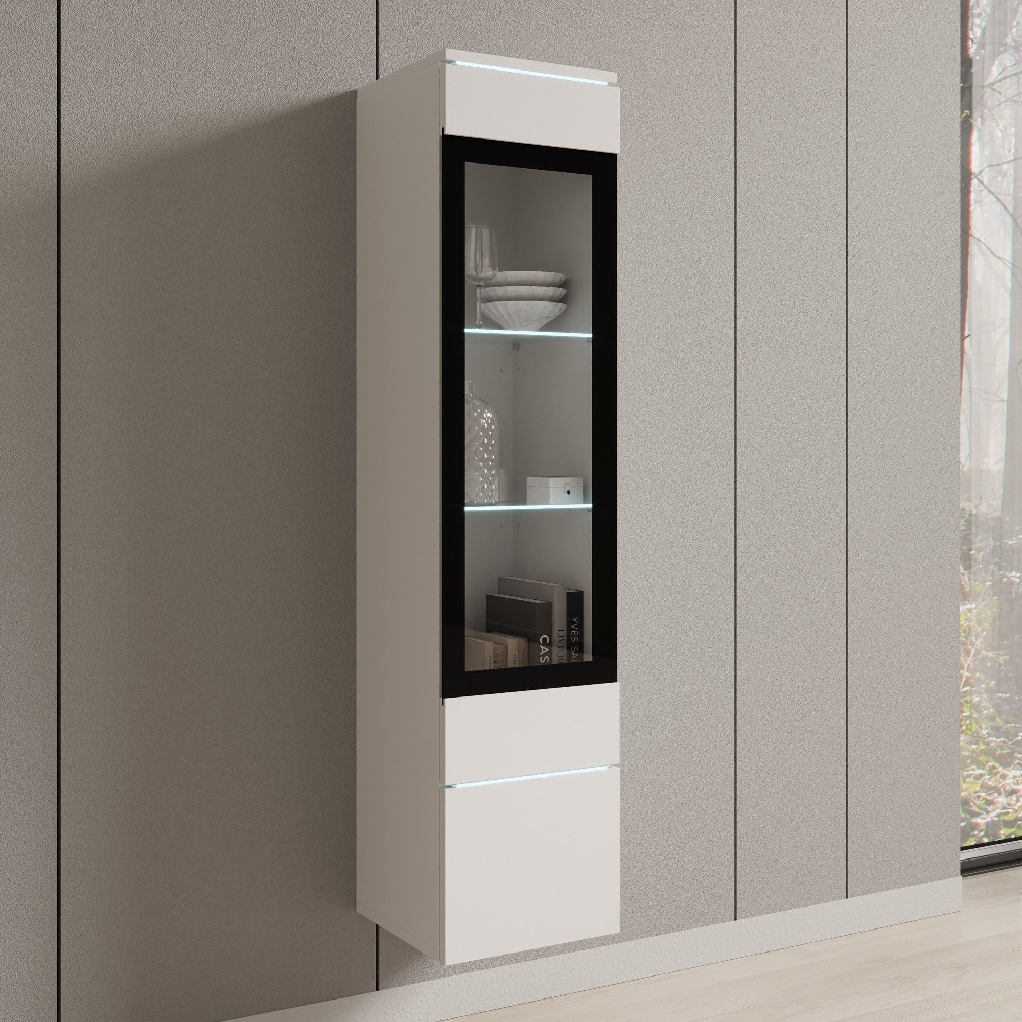 Variety - Vitrinekast met LED - Wit - 30x33x130 cm
