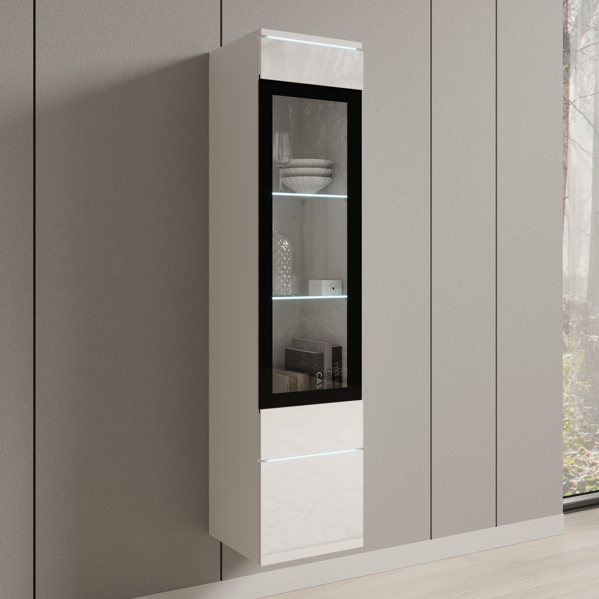 Variety - Vitrinekast met LED - Wit - 30x33x130 cm
