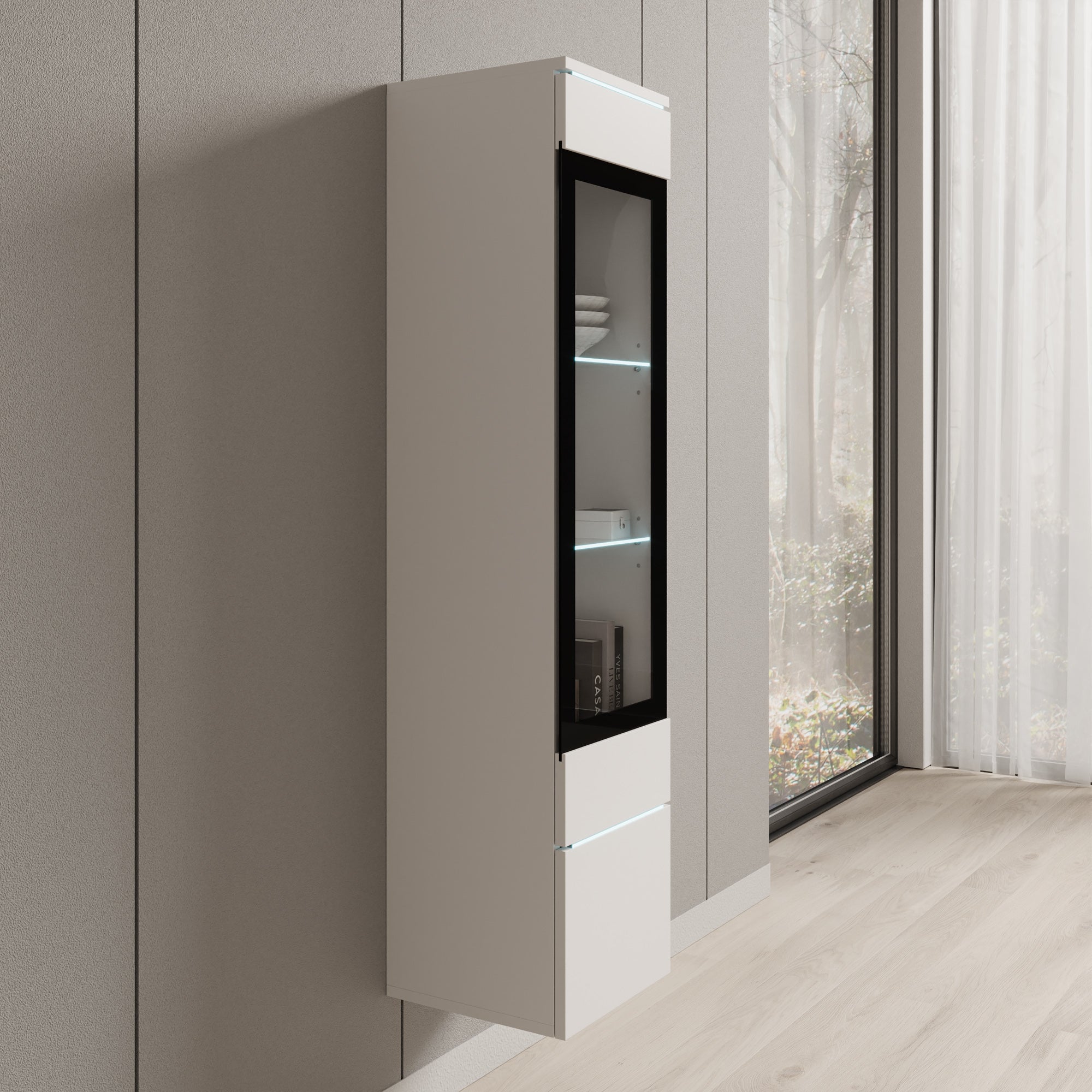 Variety - Vitrinekast met LED - Wit - 30x33x130 cm