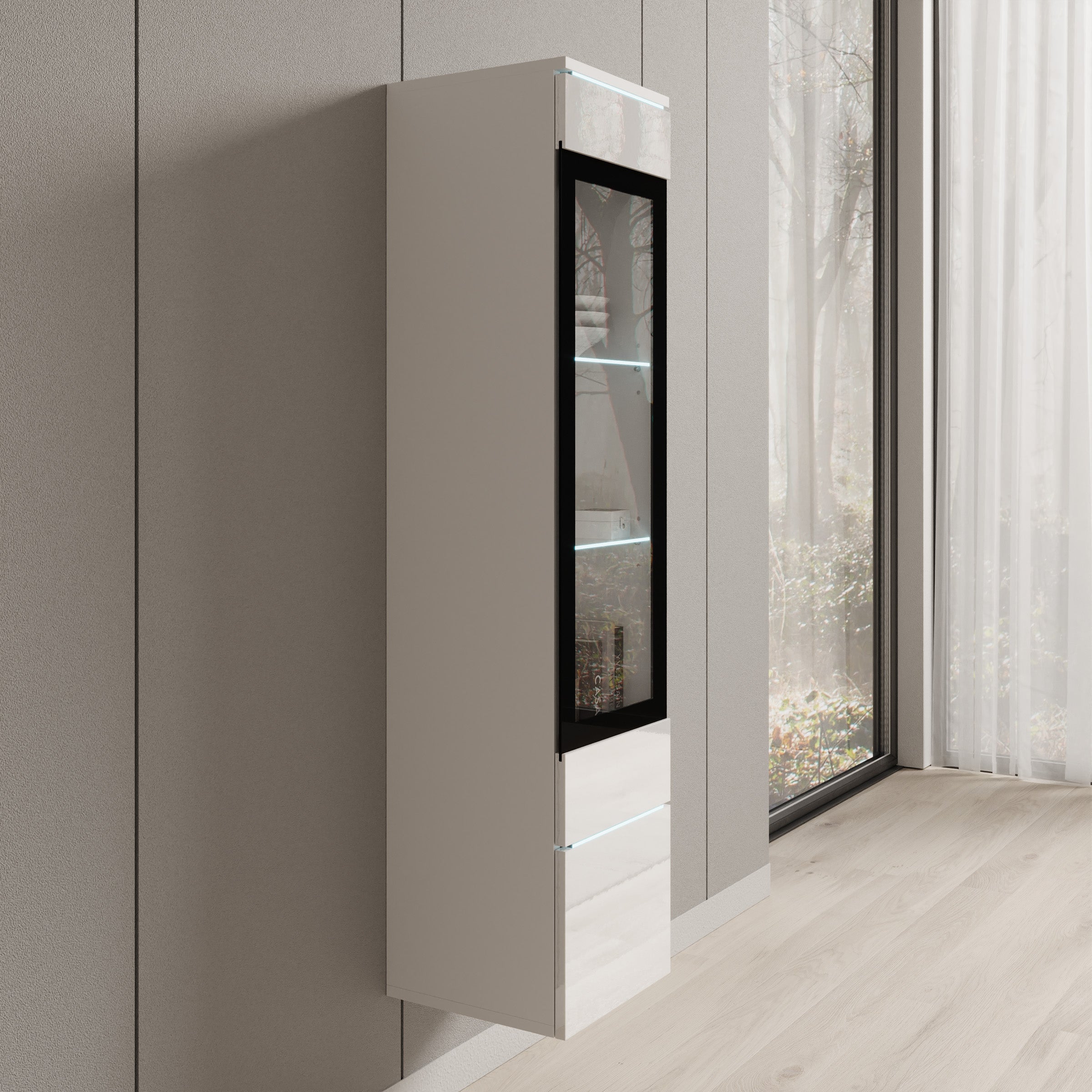 Variety - Vitrinekast met LED - Wit - 30x33x130 cm