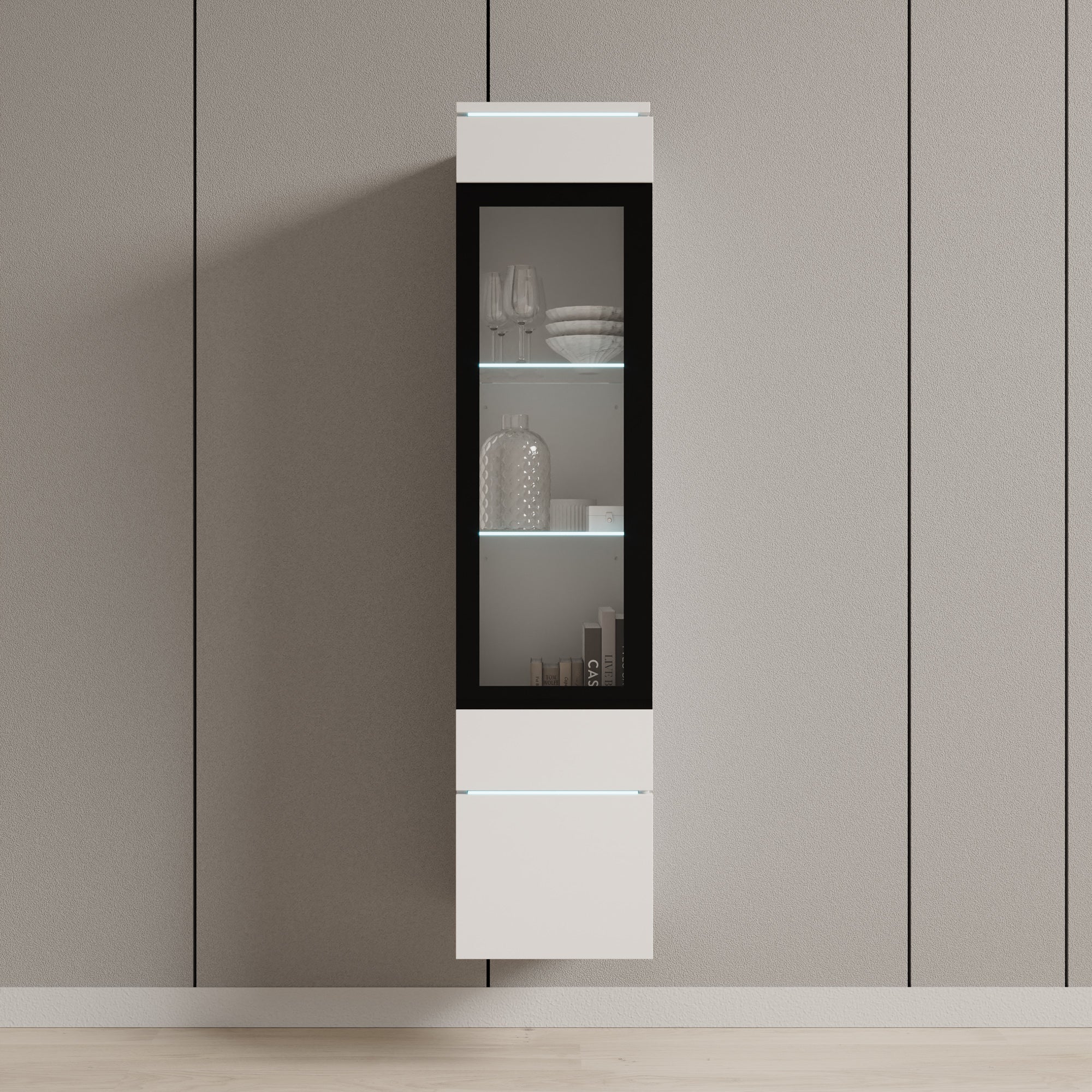 Variety - Vitrinekast met LED - Wit - 30x33x130 cm
