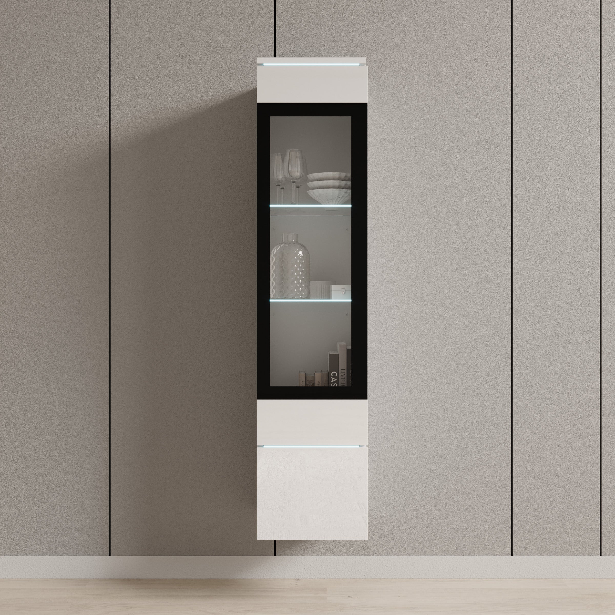 Variety - Vitrinekast met LED - Wit - 30x33x130 cm