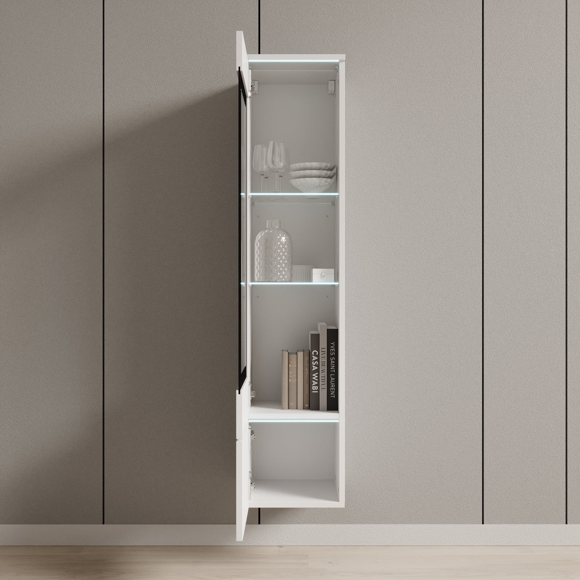 Variety - Vitrinekast met LED - Wit - 30x33x130 cm