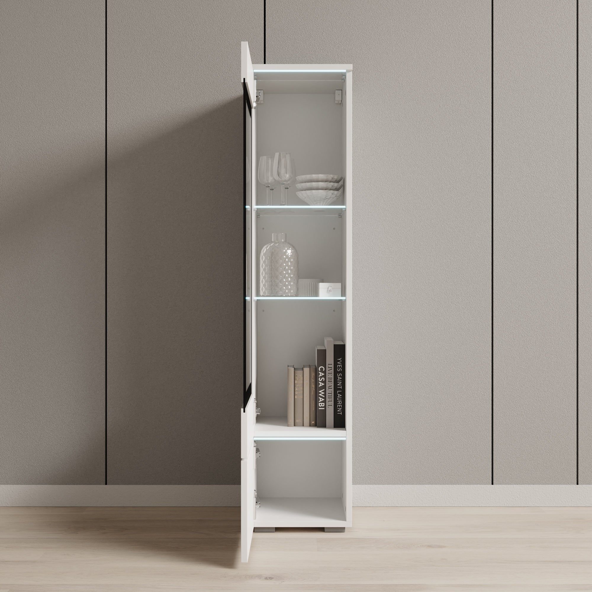 Variety - Vitrinekast met LED - Wit - 30x33x130 cm