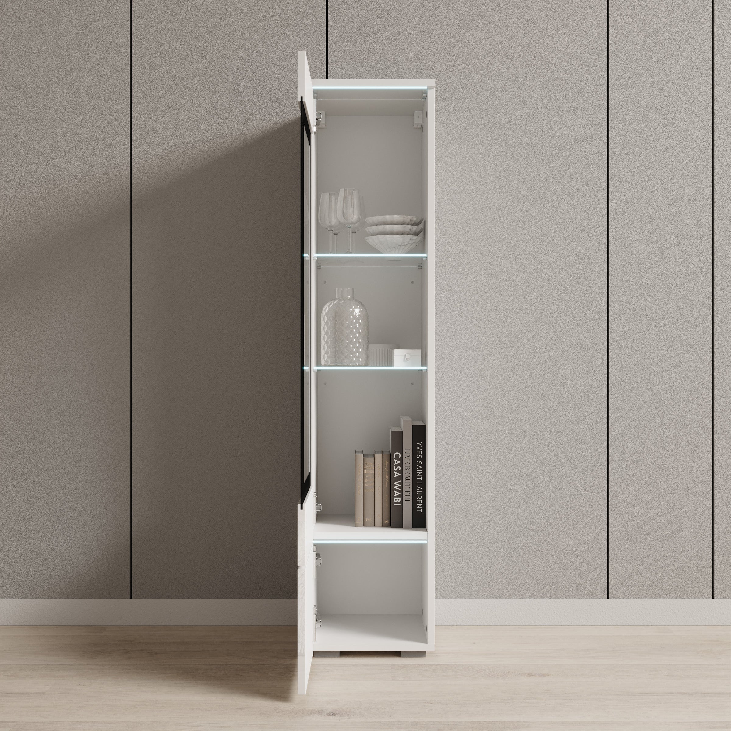 Variety - Vitrinekast met LED - Wit - 30x33x130 cm