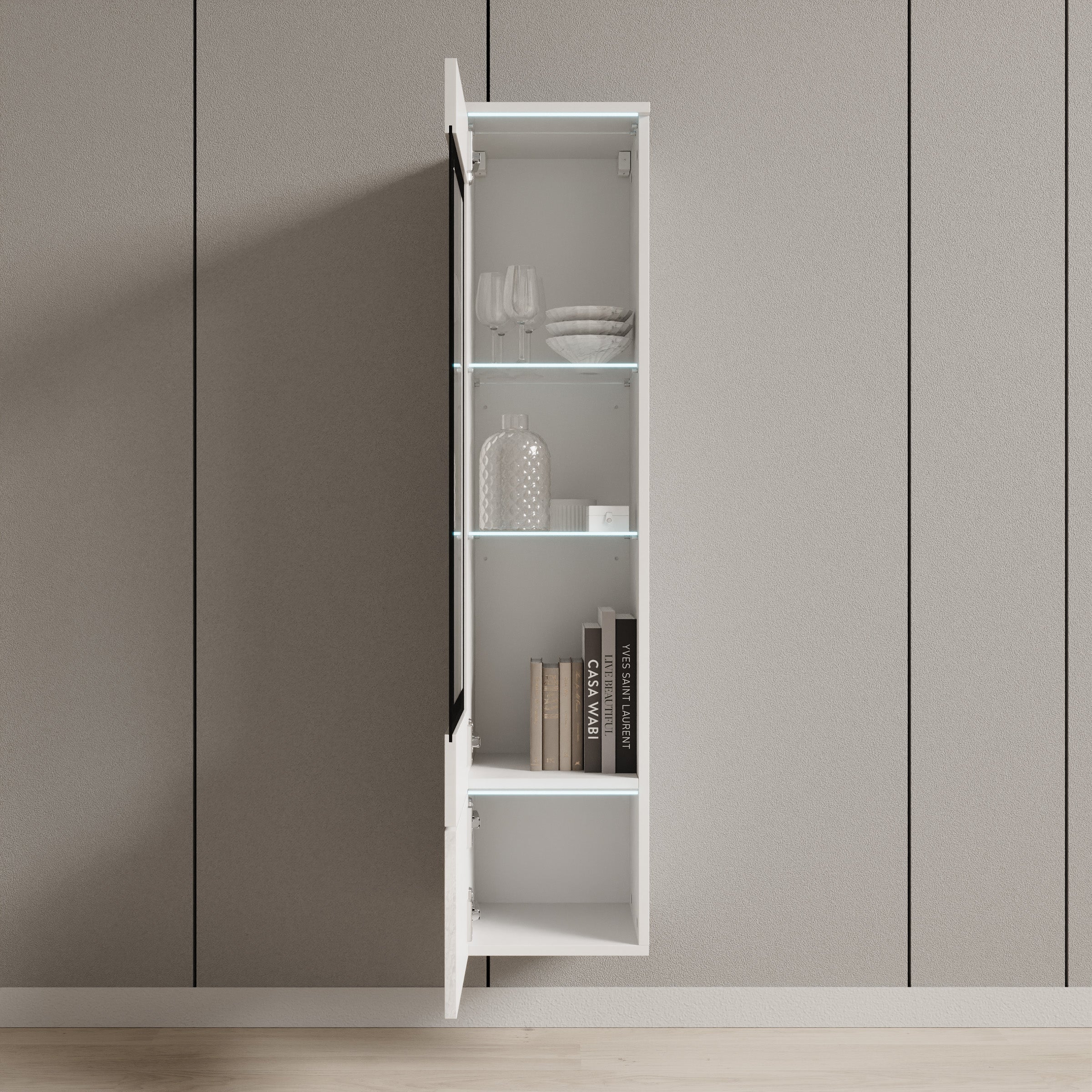 Variety - Vitrinekast met LED - Wit - 30x33x130 cm