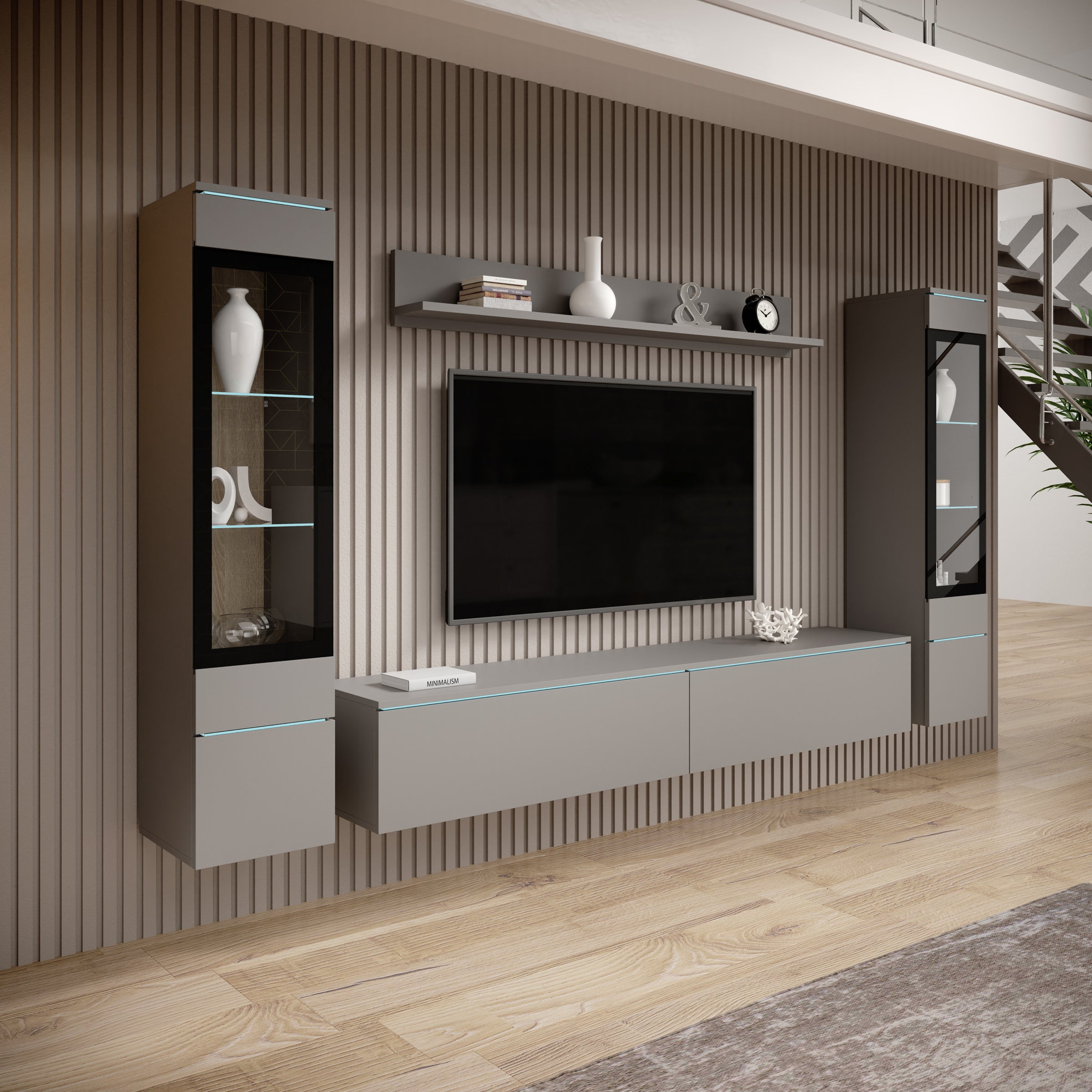 Variety - Wandmeubel - Grijs - 180x33x32 cm