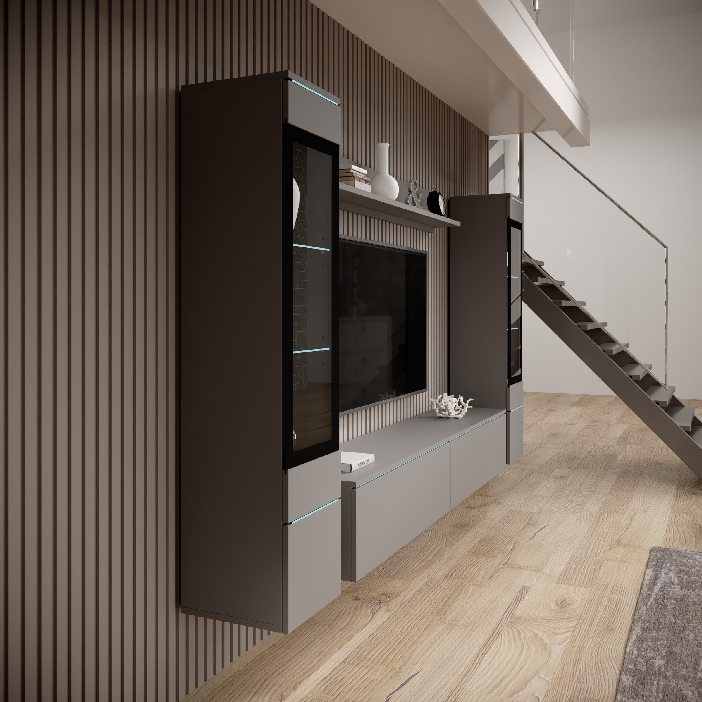 Variety - Wandmeubel - Grijs - 180x33x32 cm