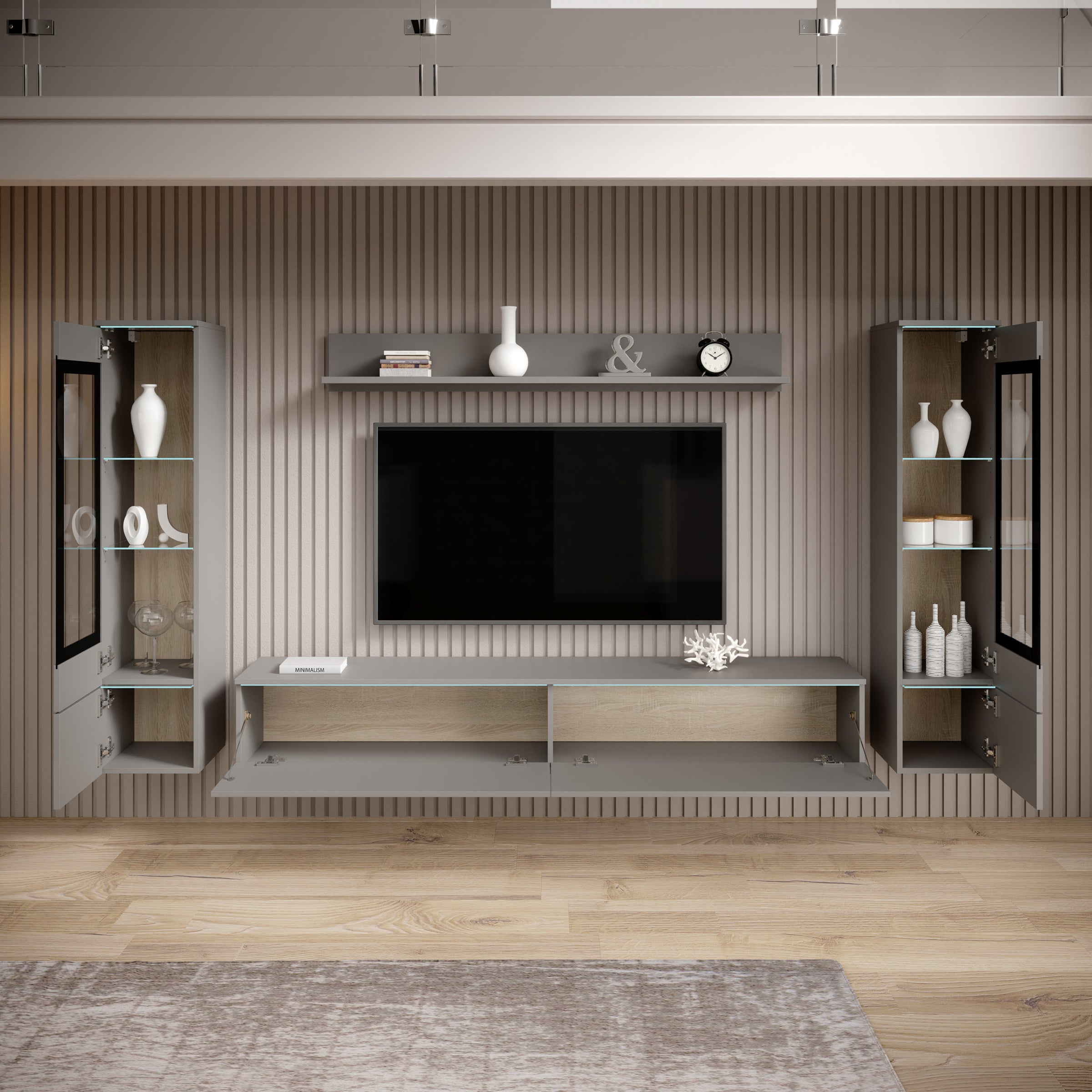 Variety - Wandmeubel - Grijs - 180x33x32 cm