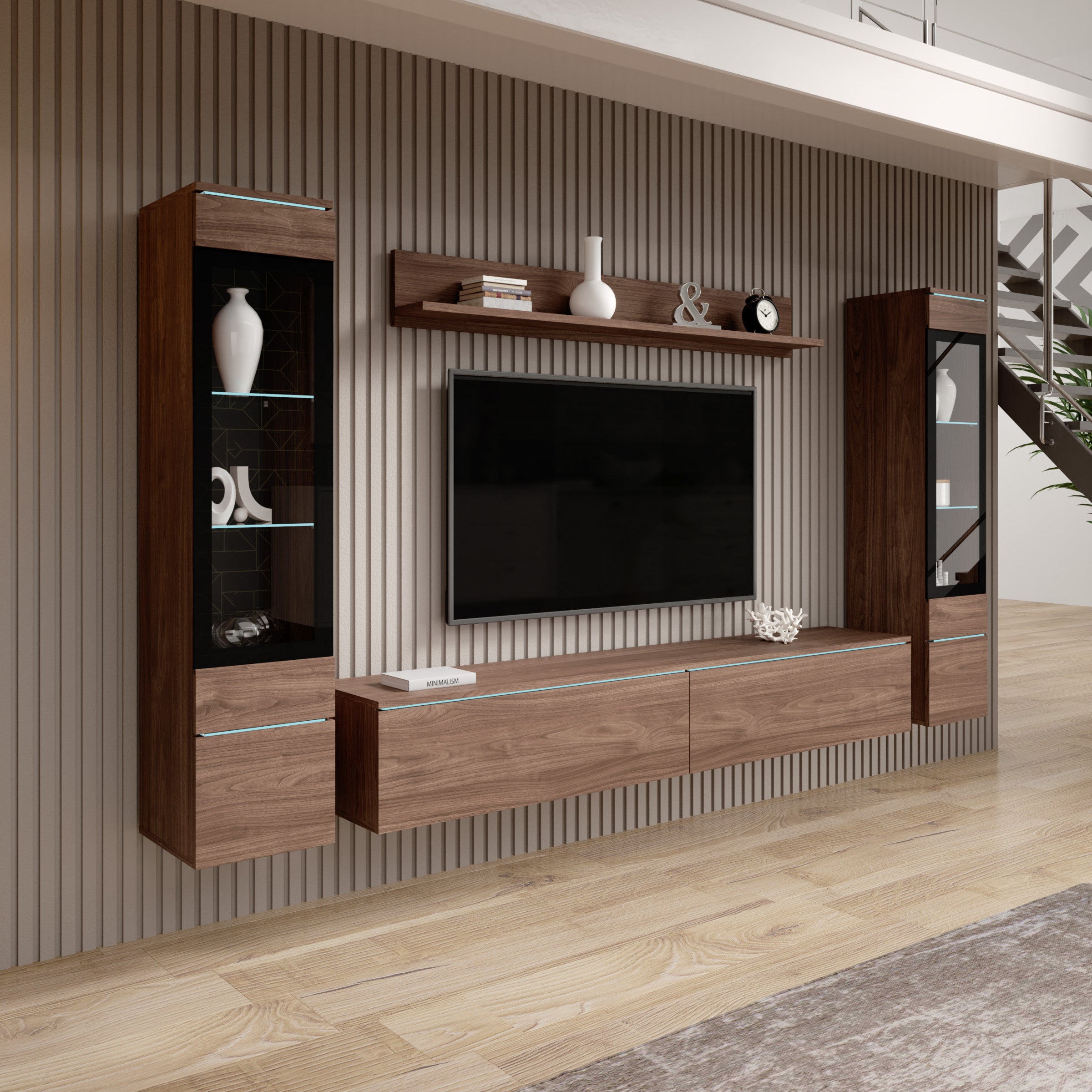 Variety - Wandmeubel - Walnootpatroon- 180x33x32 cm