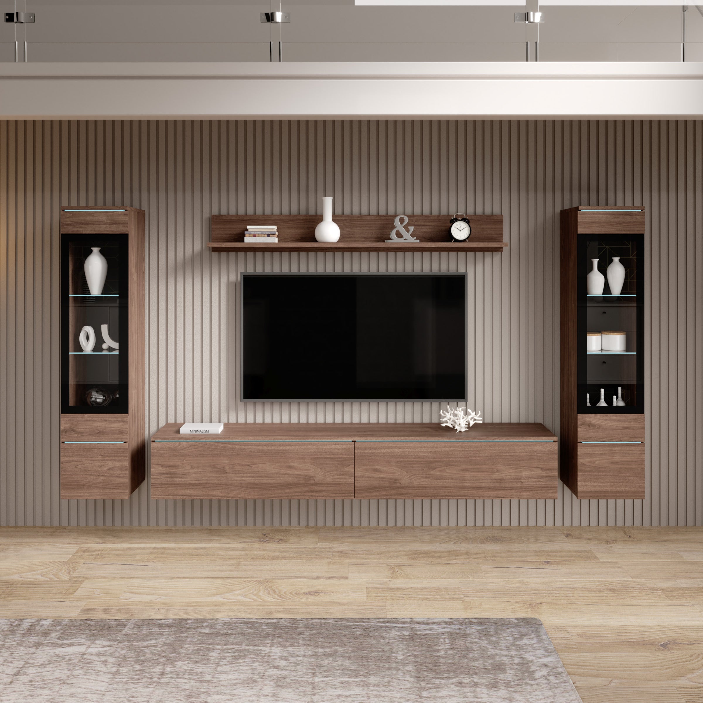 Variety - Wandmeubel - Walnootpatroon- 180x33x32 cm