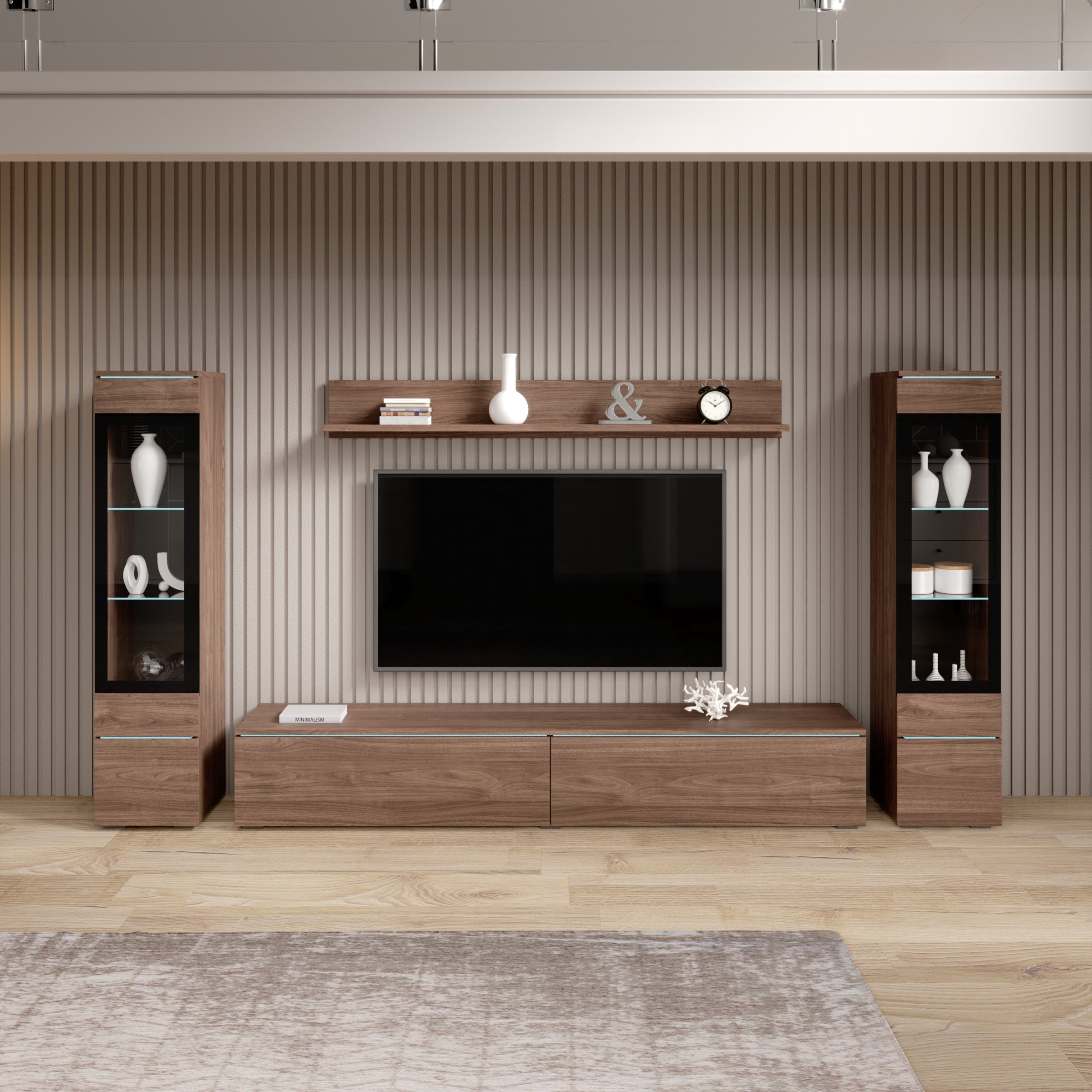 Variety - Wandmeubel - Walnootpatroon- 180x33x32 cm