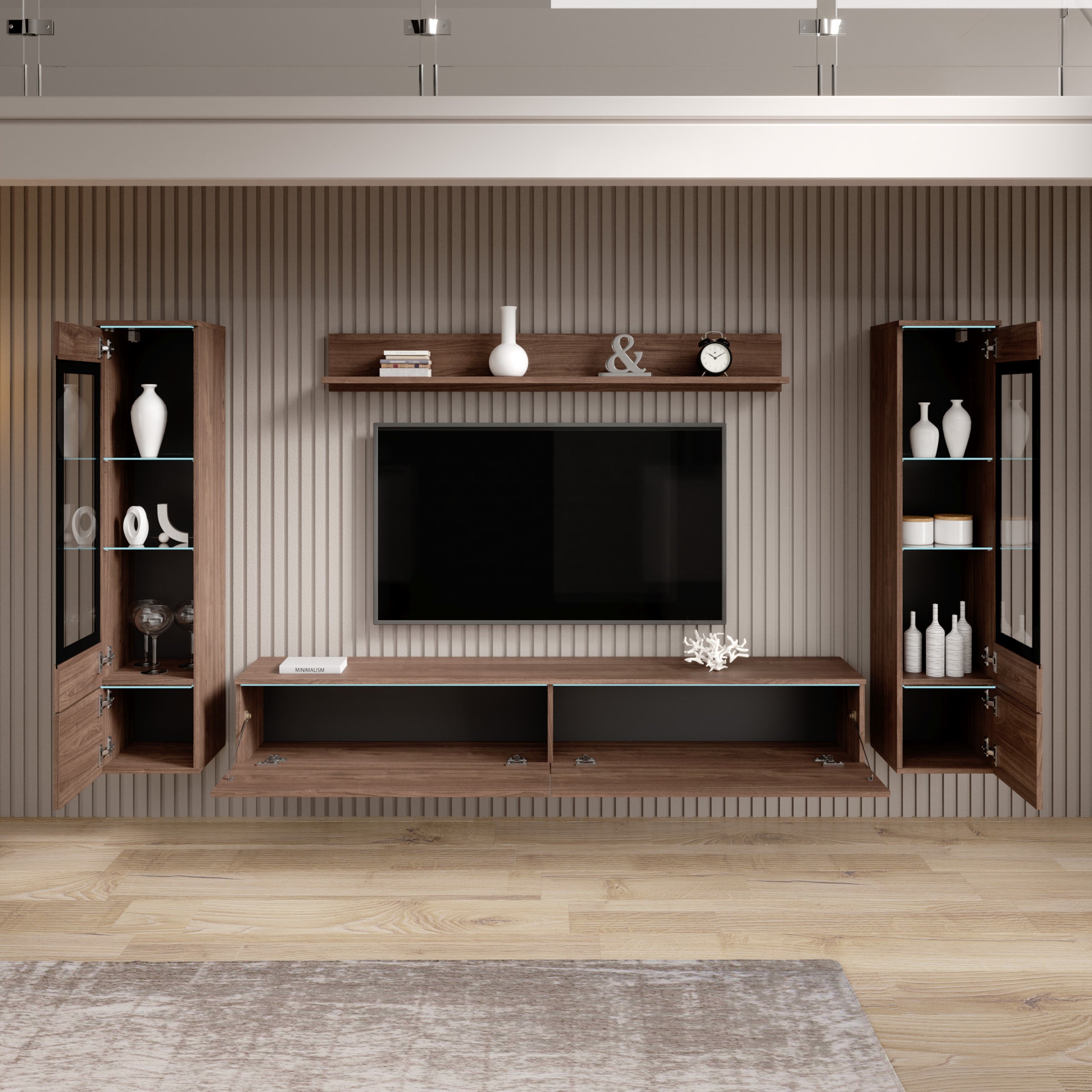 Variety - Wandmeubel - Walnootpatroon- 180x33x32 cm