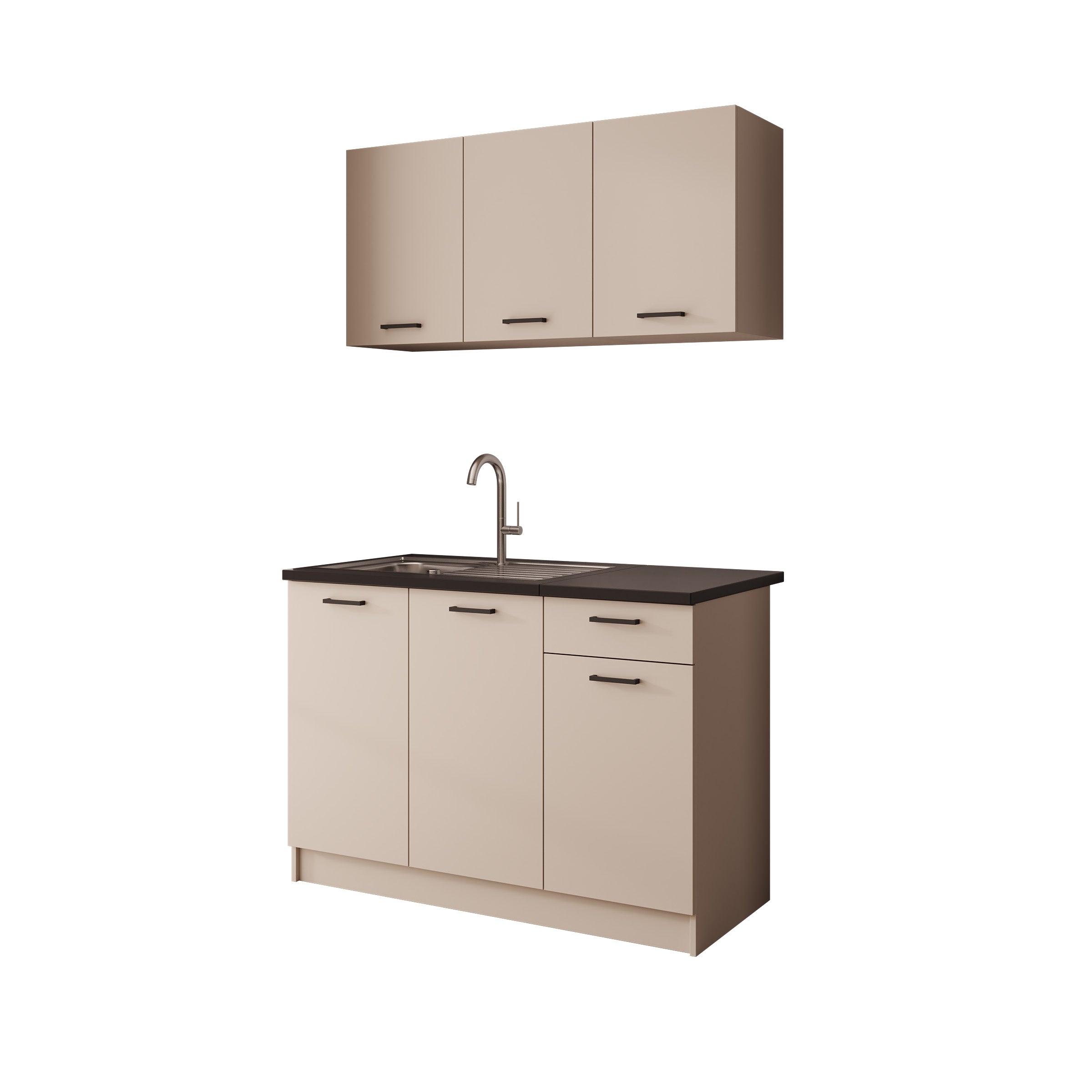Varo - Keuken - Beige/Zwart - 120x60x85 cm