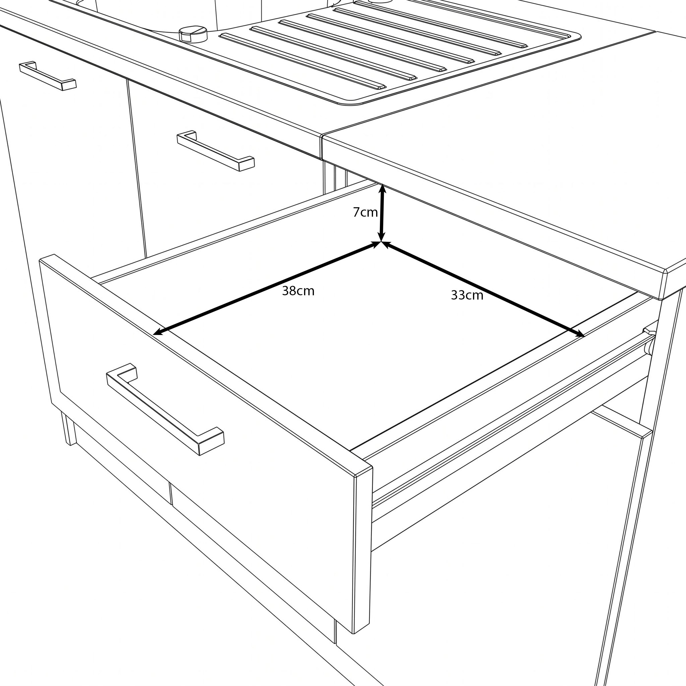 Varo - Keuken - Beige/Zwart - 120x60x85 cm