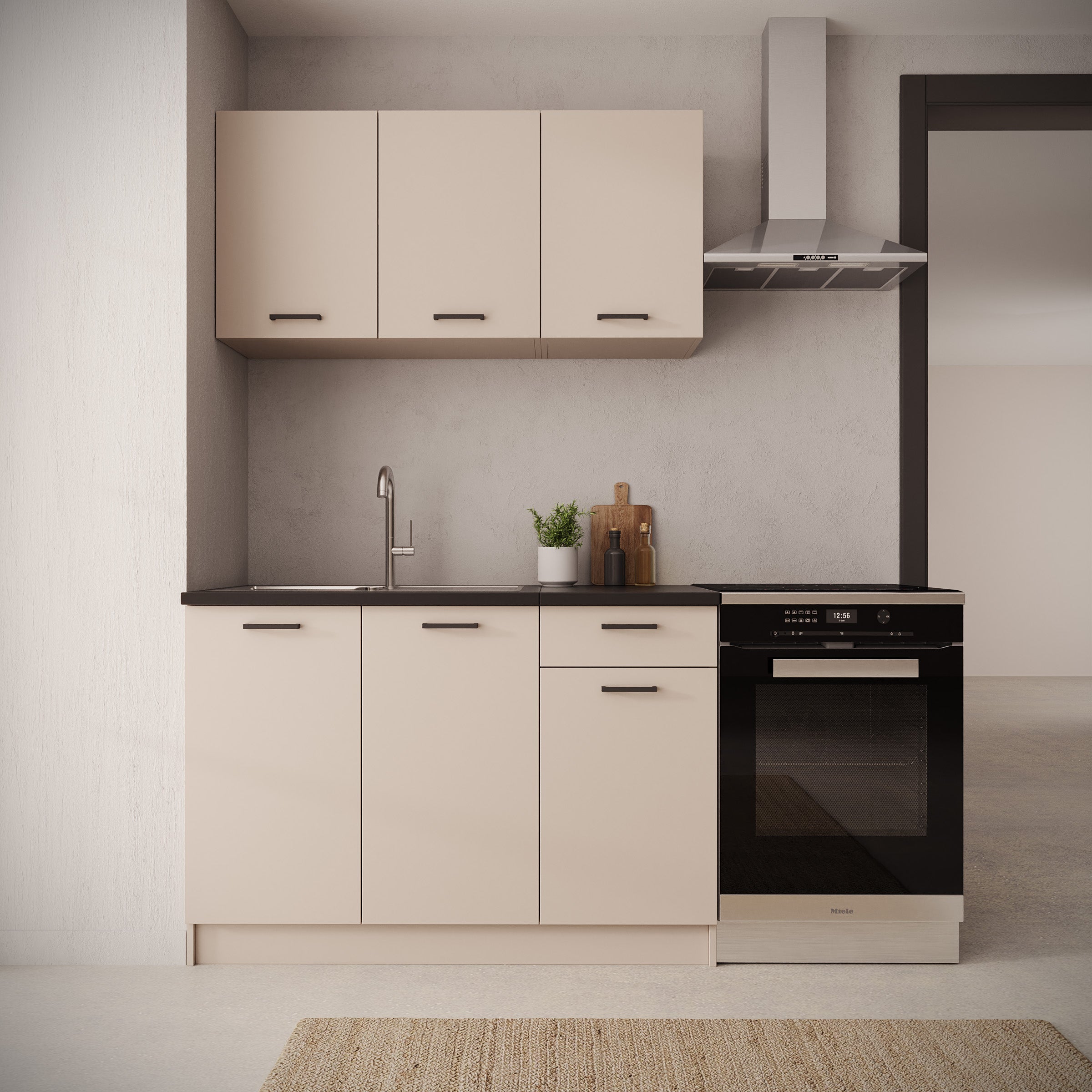 Varo - Keuken - Beige/Zwart - 120x60x85 cm