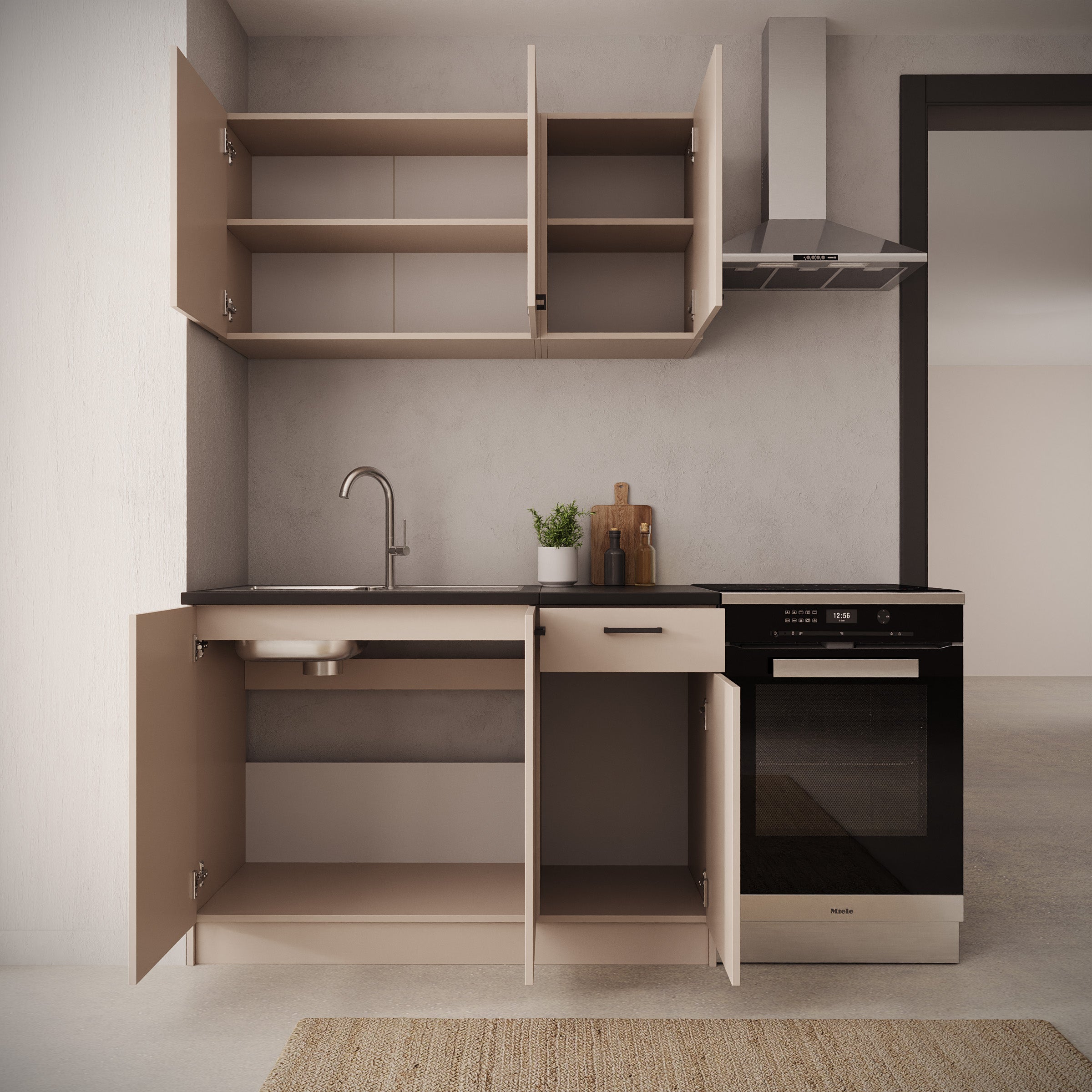 Varo - Keuken - Beige/Zwart - 120x60x85 cm