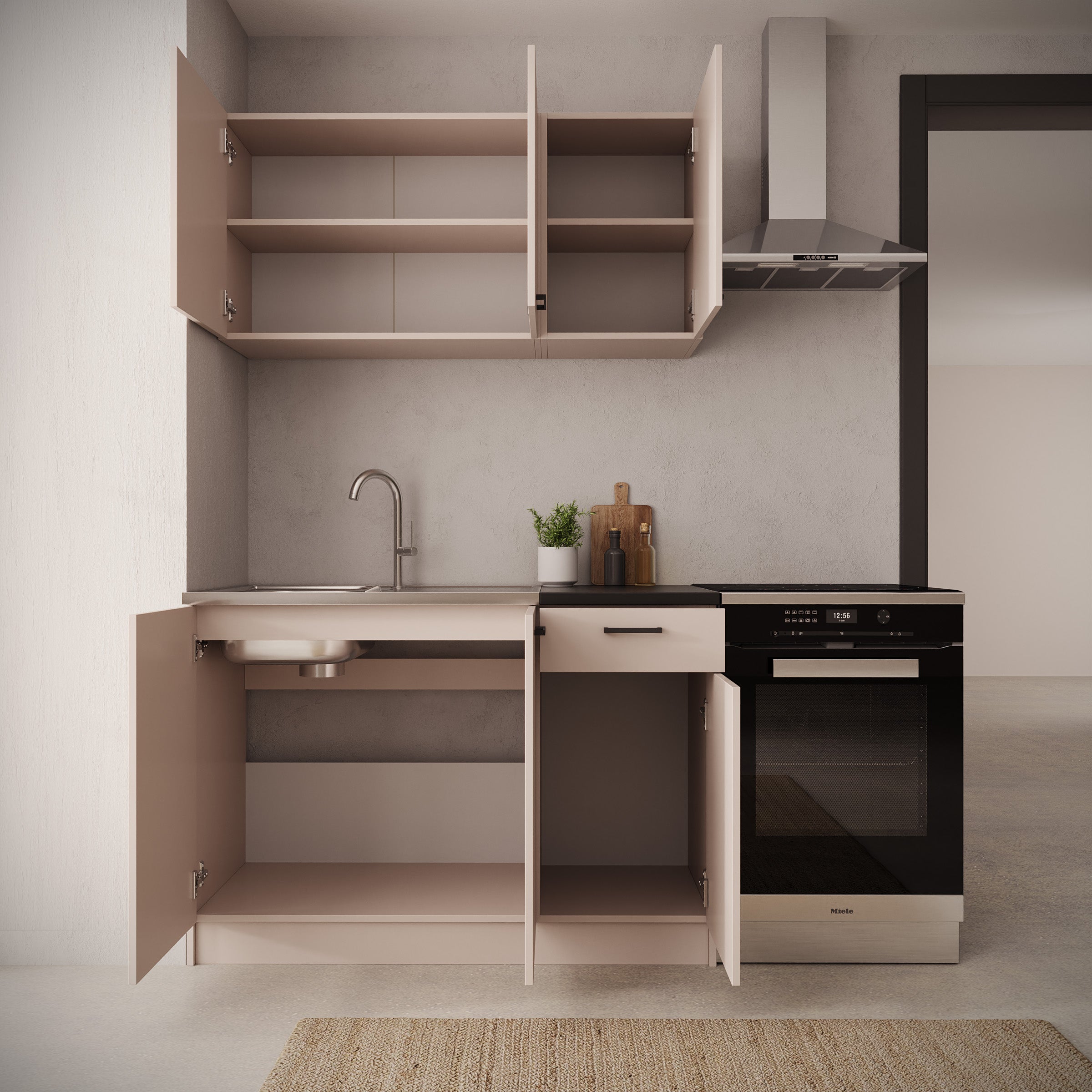 Varo - Keuken - Beige/Zwart - 120x60x85 cm