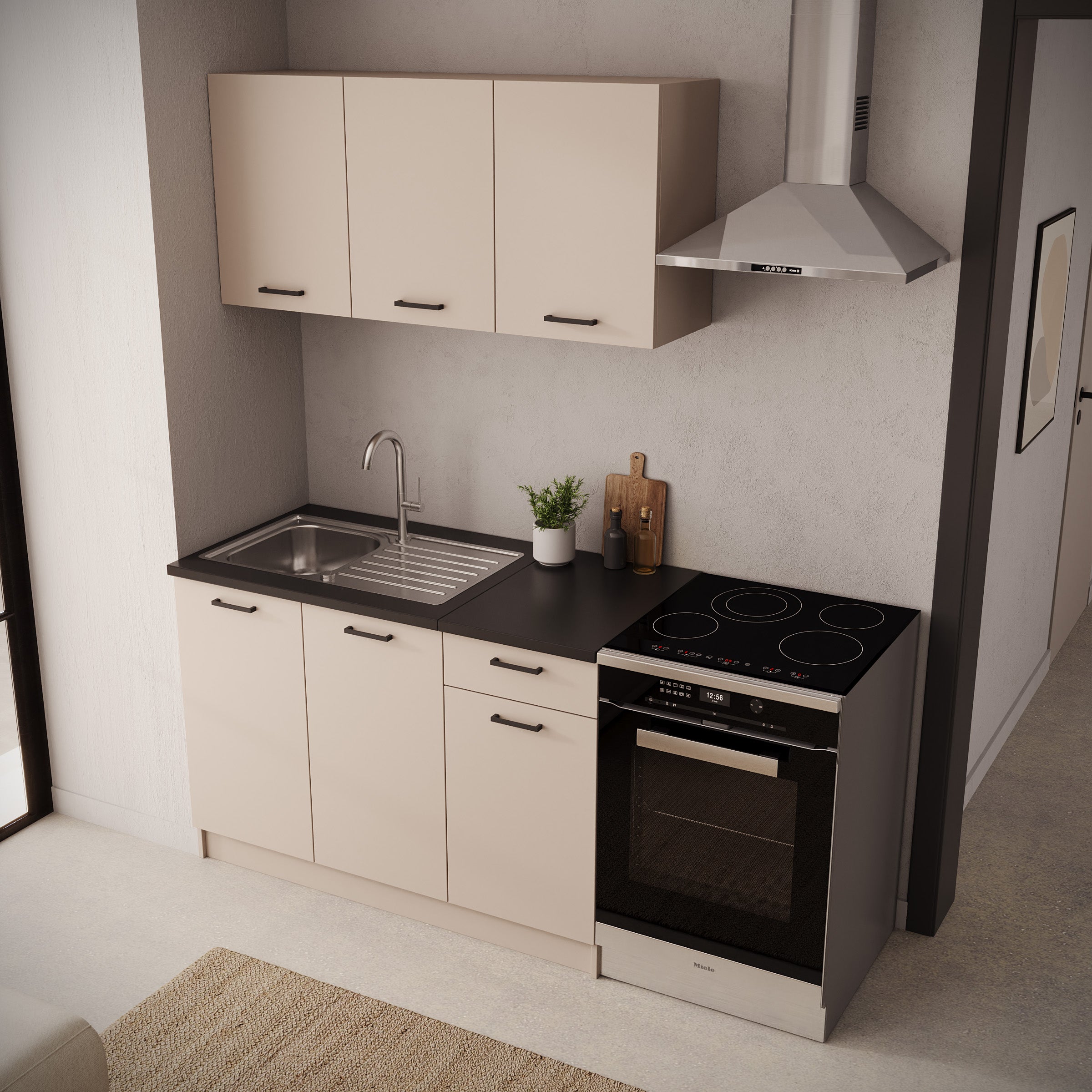 Varo - Keuken - Beige/Zwart - 120x60x85 cm