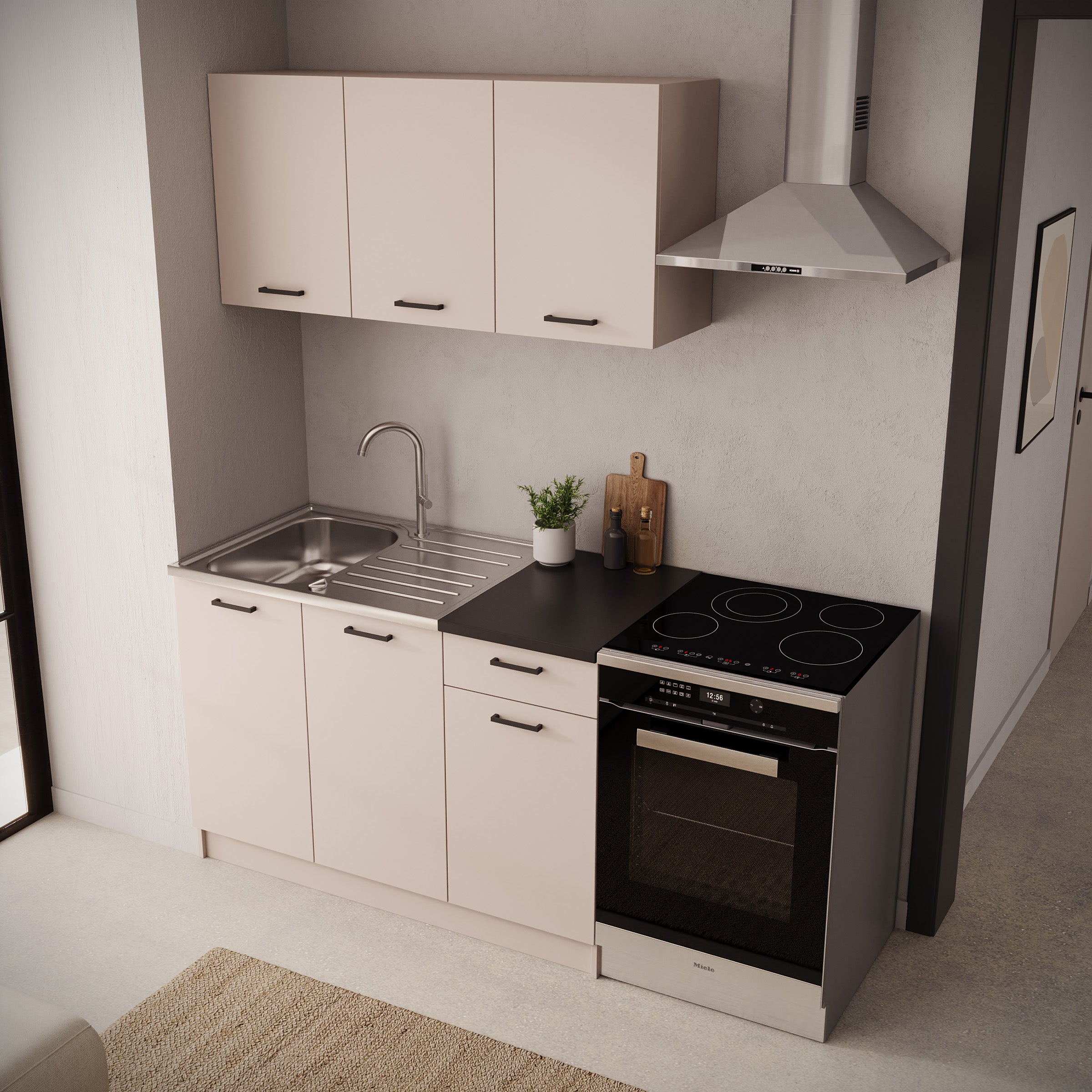 Varo - Keuken - Beige/Zwart - 120x60x85 cm