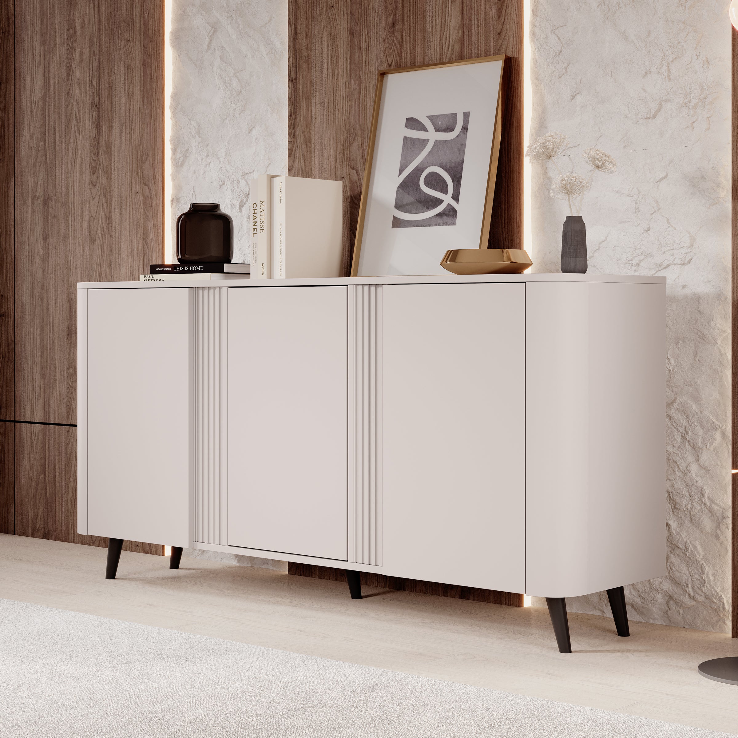 Veda - Dressoir - Beige - 151x39x76 cm